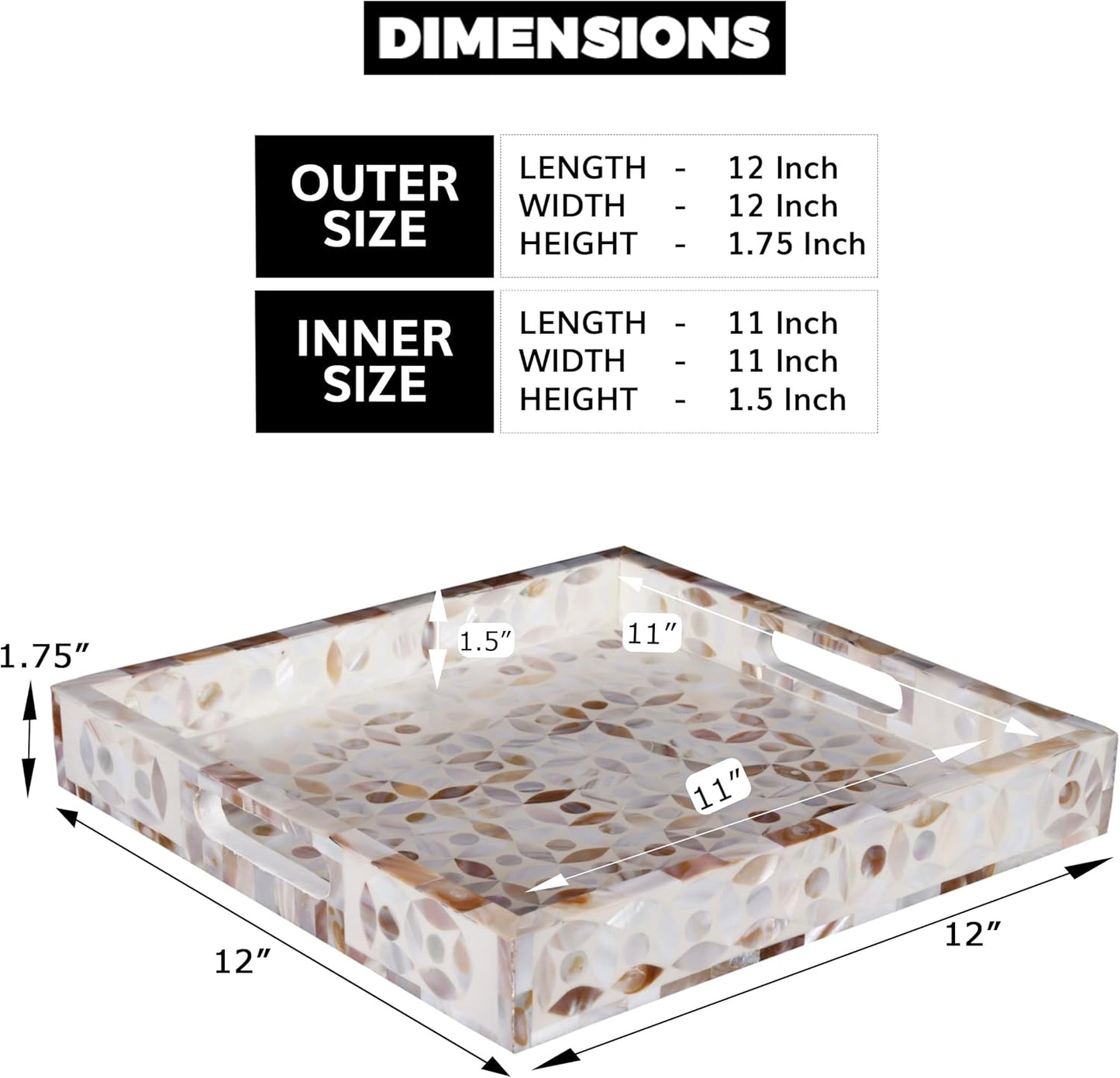 Ottoman Tray / 12 x 12 x 2 / Discovery Jewel Grande