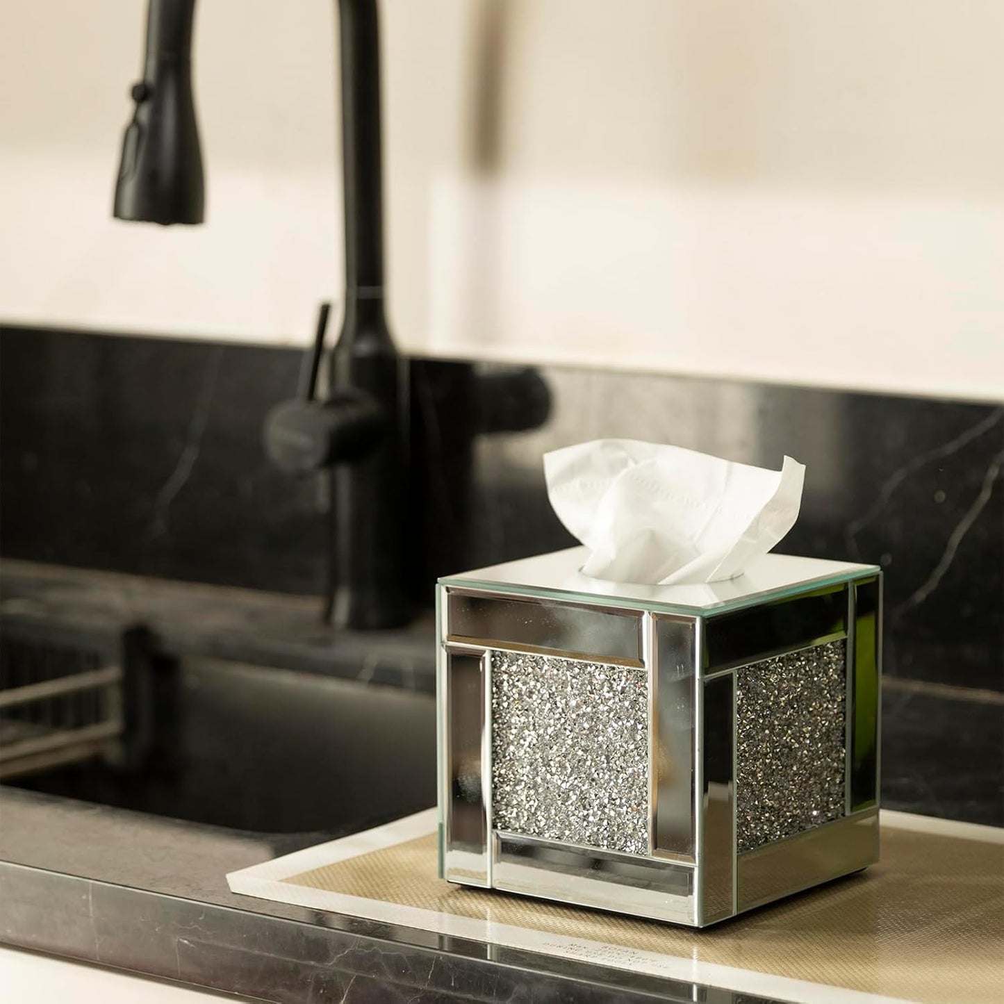 Square Glass Facial Tissue Holder