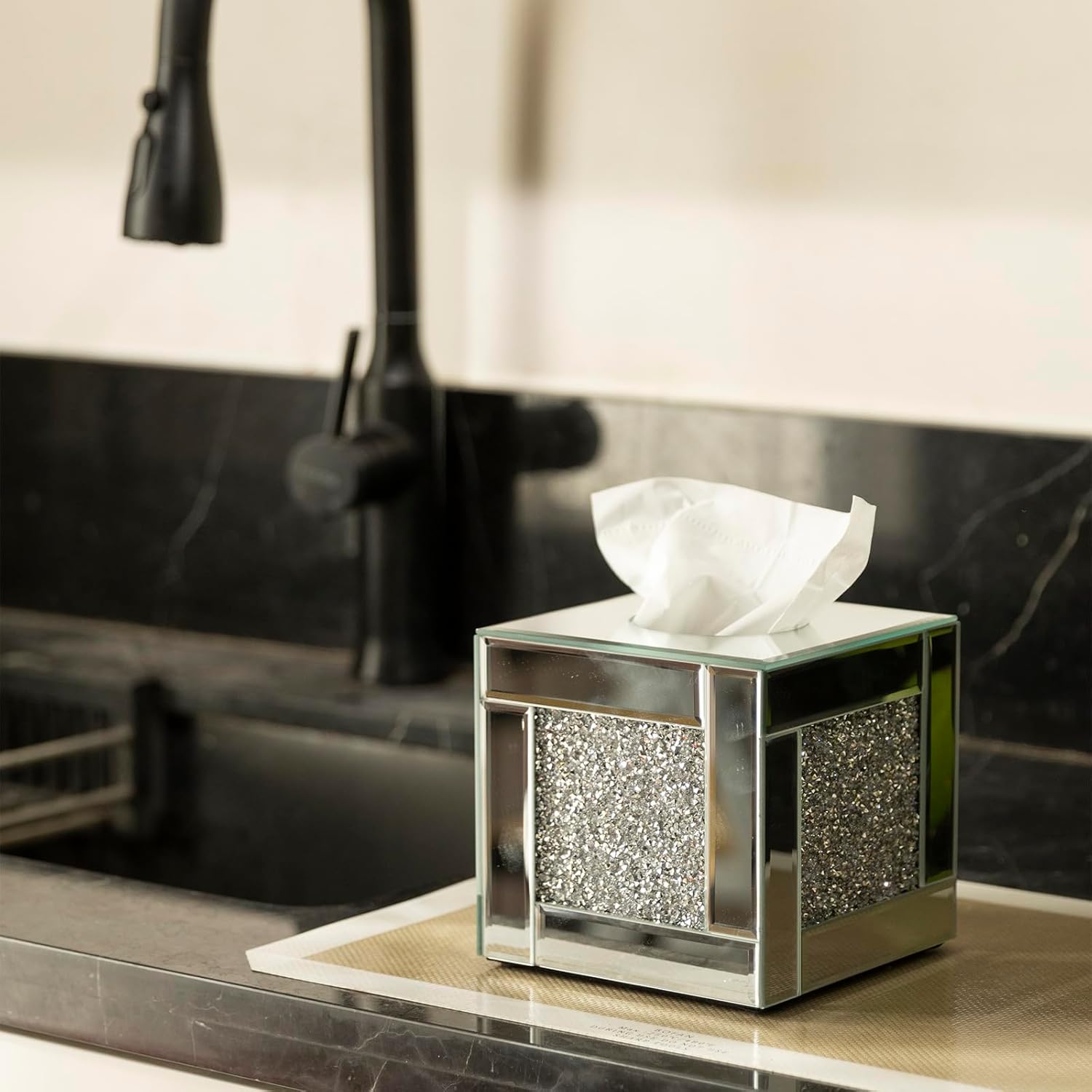 Square Glass Facial Tissue Holder