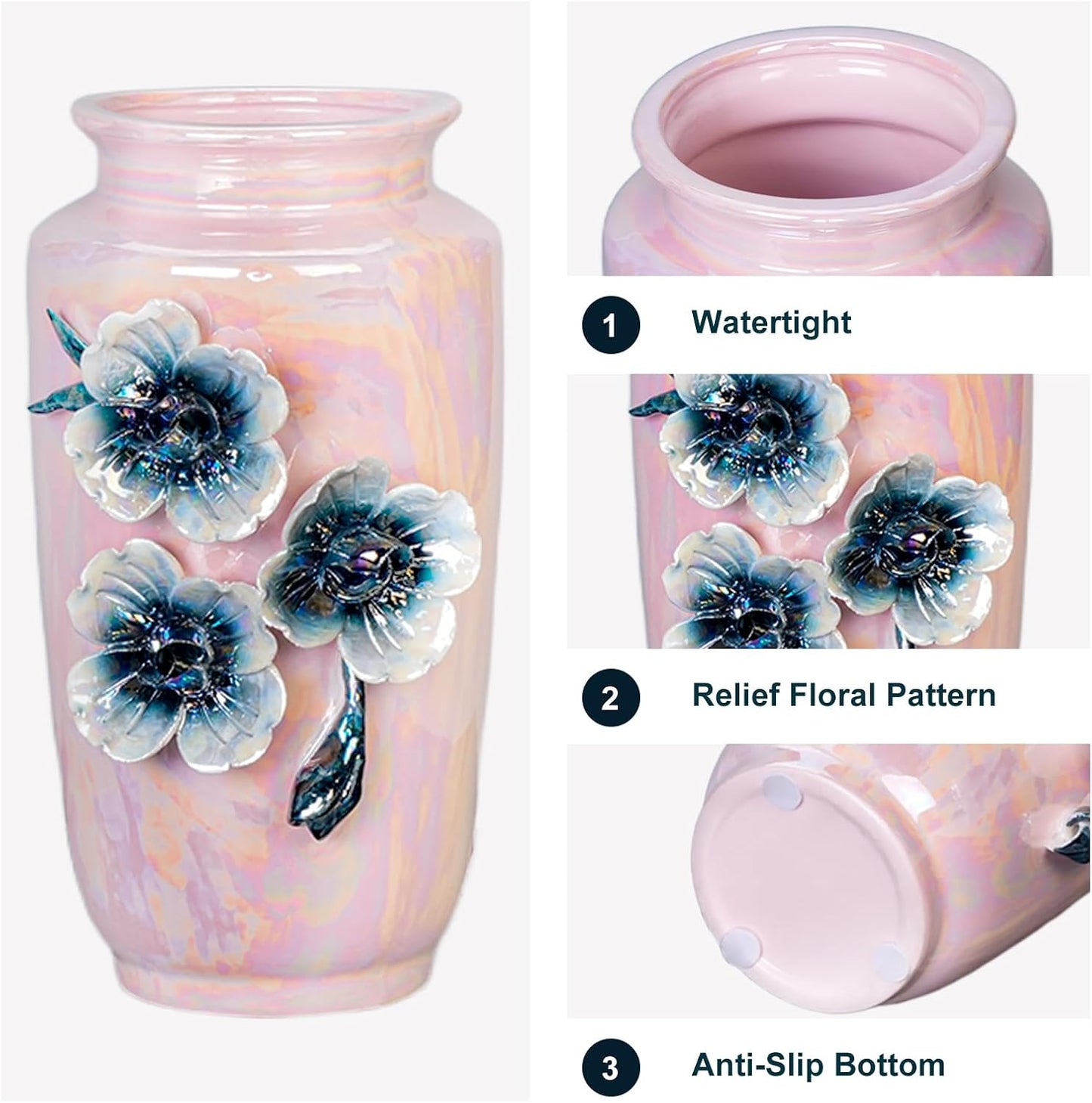 Ceramic Vase / Small Vase for Flowers / Pink / 7 Inch
