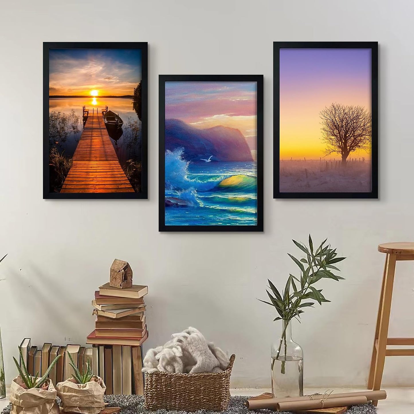 SESEAT 12x18 Picture Frame Black Set of 6, Display Pictures 12x18 Without Mat for Wall Mounting, Wall Gallery Poster
