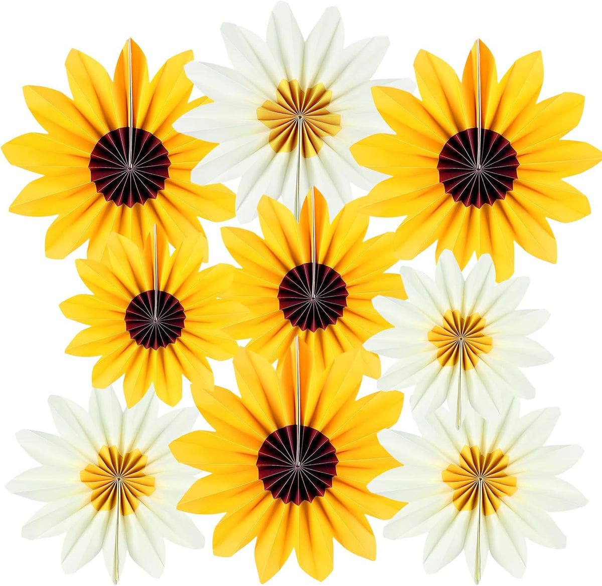 BOARDFEB 15Pcs 3D Paper Sunflower Honeycomb Hanging Decorations