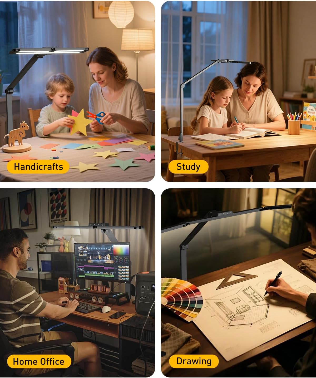 GUARDKING Desk Lamp for Home Office with Clamp 33.4" 5 Color & 5 Brightness | Led Desk Light with Remote Control