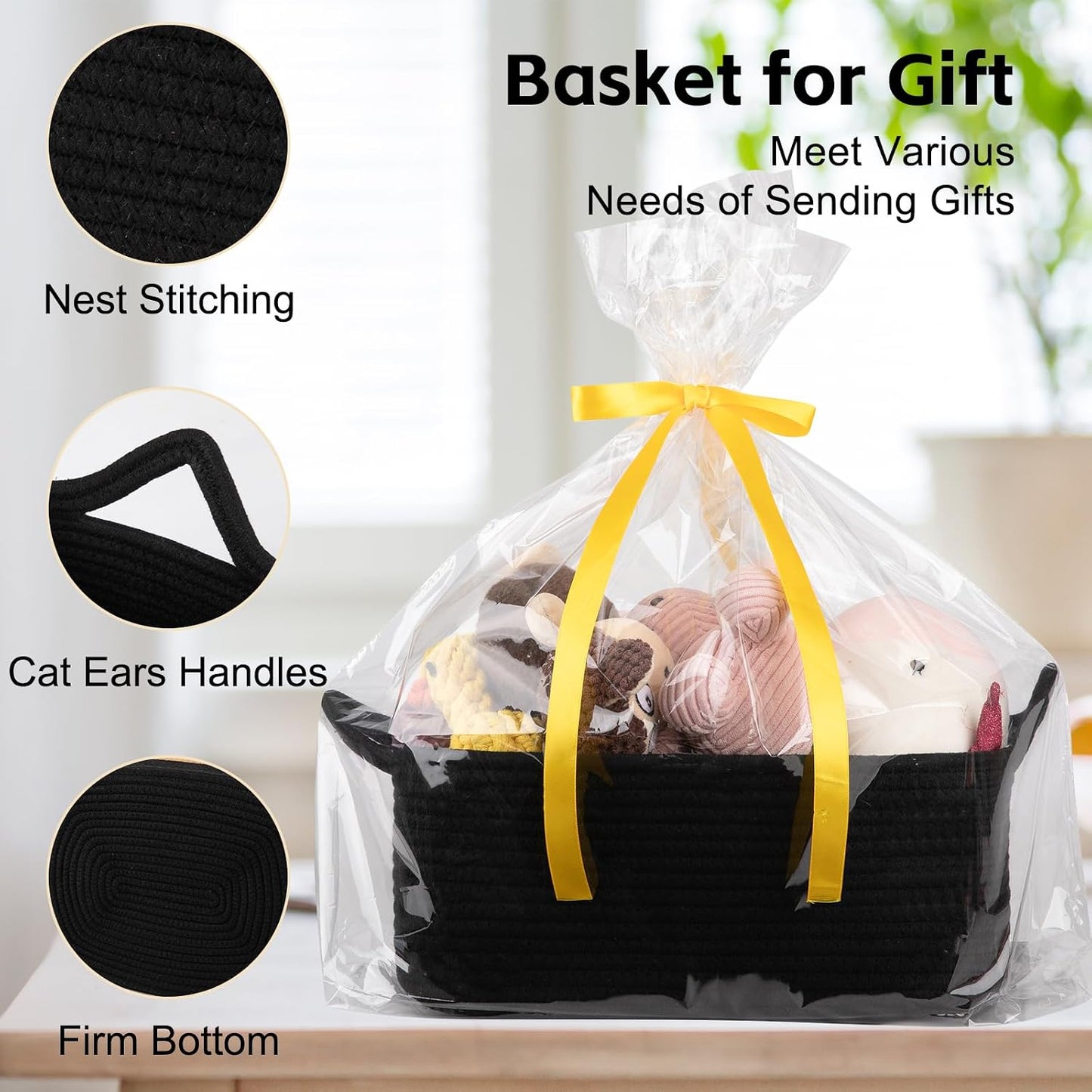Woven Basket / Storage Baskets / Black / Medium: 13.5l*10w*6h
