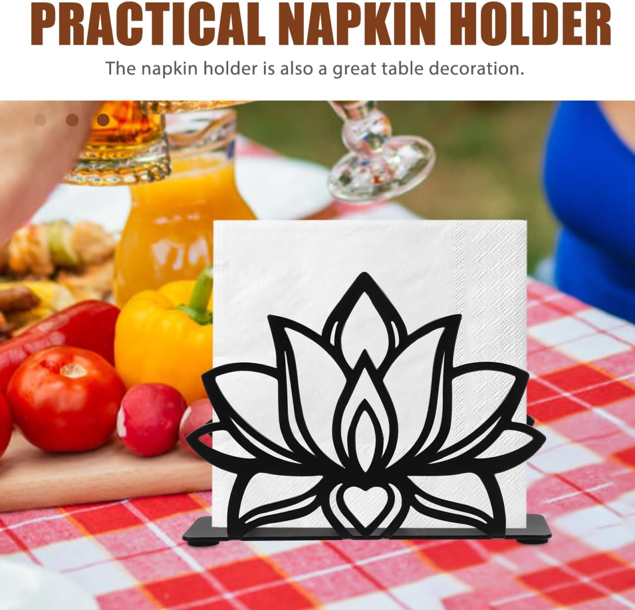 Wrought Iron Lotus Flower Napkin Holder Decorative Metal Napkin Stand