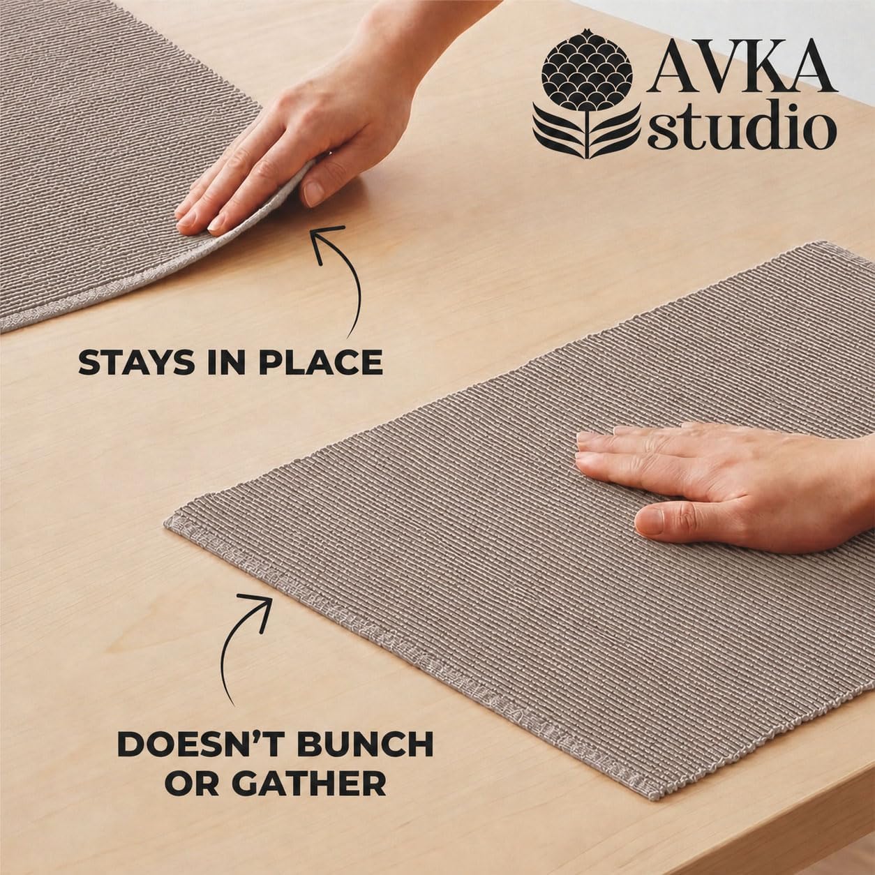 100% Cotton Ribbed Placemats - Set of 8-13 x 19 Inches - Taupe - Everyday Cloth Table Mats - Thick Construction