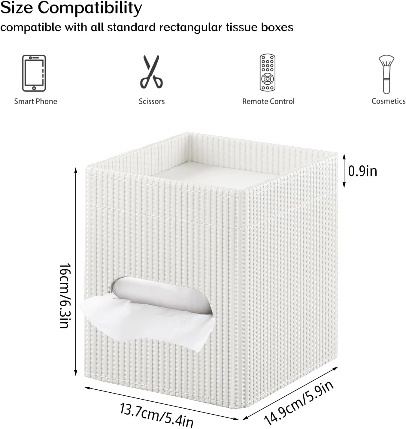Storage Tray / Tissue Box Cover / White