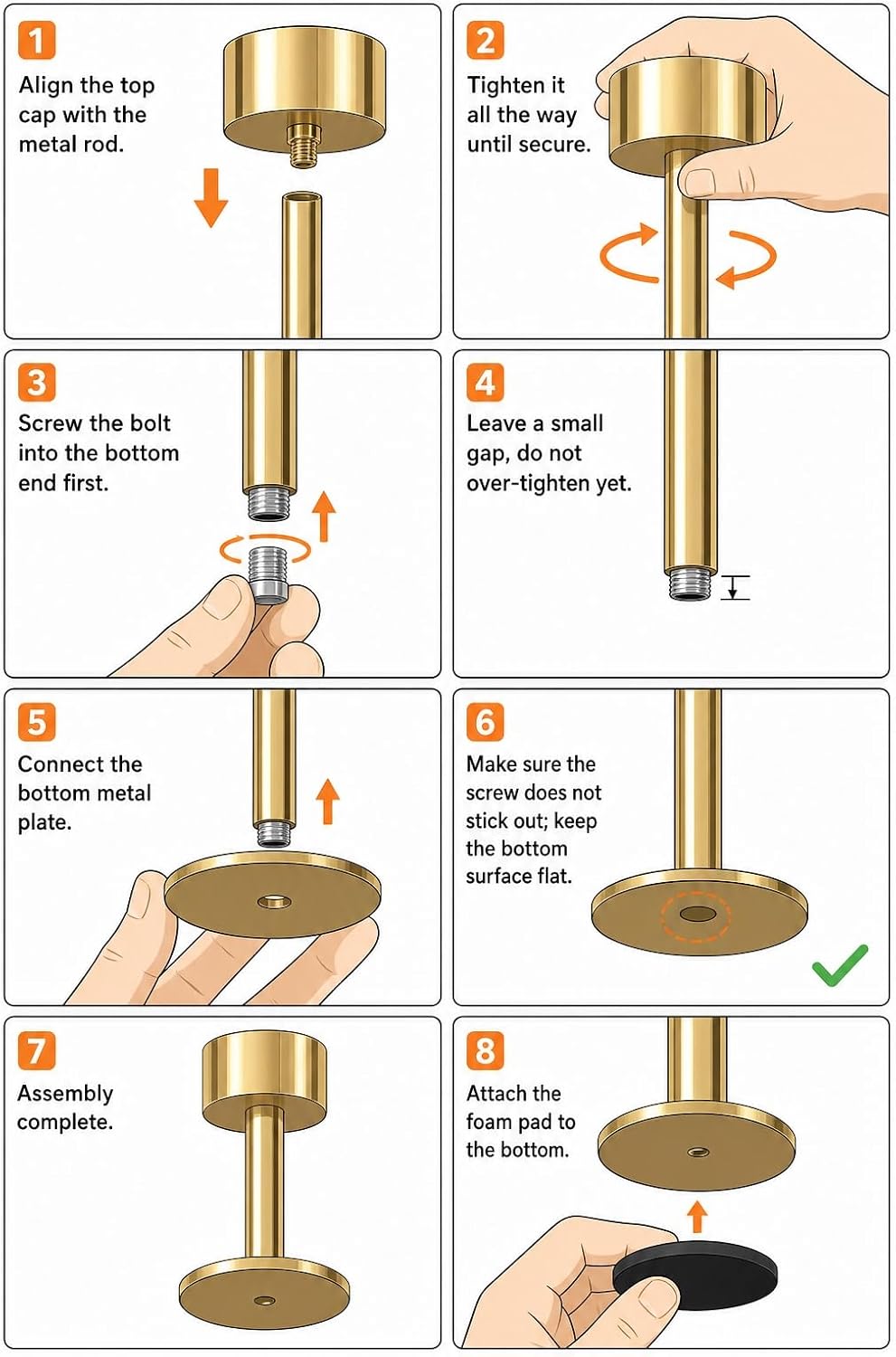 Gold Hurricane Taper Candle Holders,2 Sets(6 Pcs) Brass Tall Candlestick Holders with Ribbed Glass Cylinder, Table