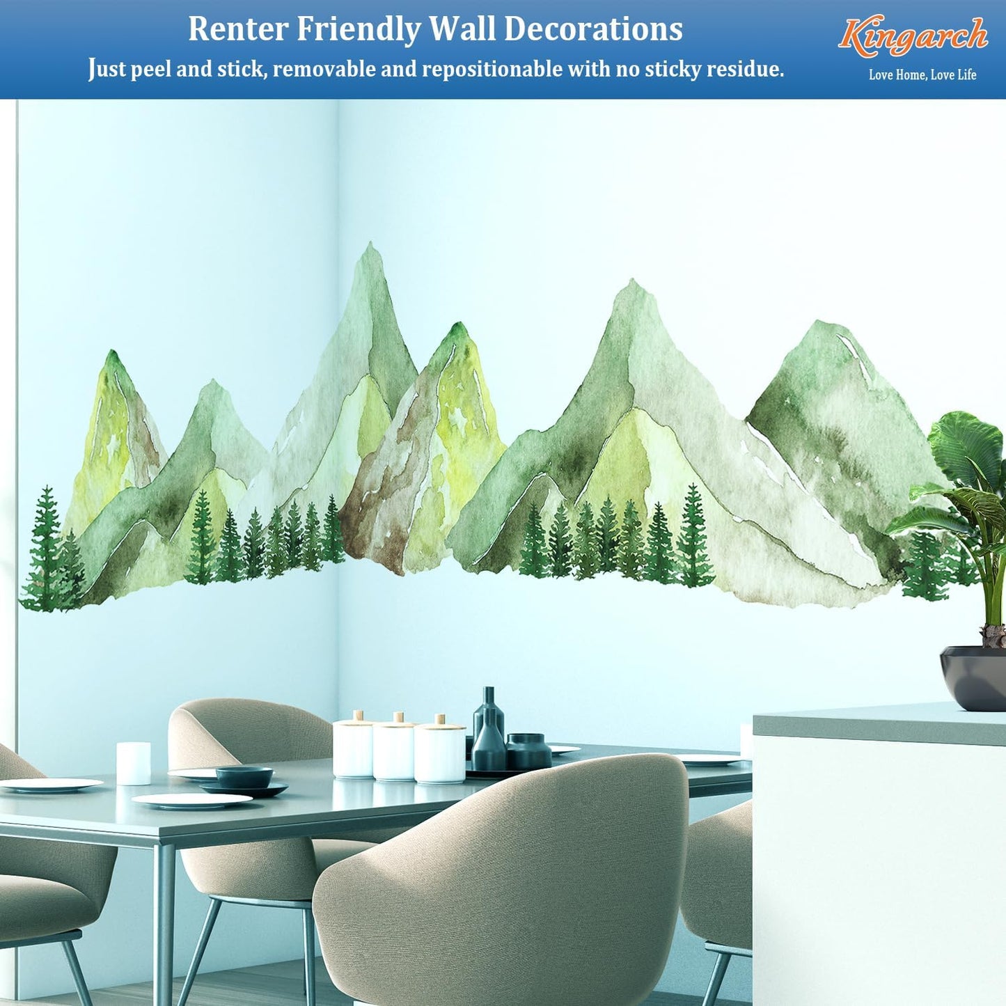 Large Mountain Wall Decals / Green