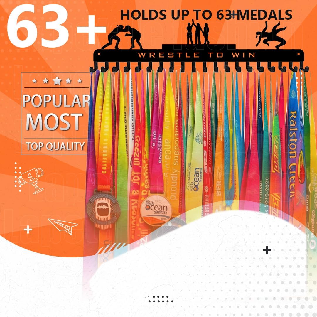 Medal Hanger Display Rack-Wall Mount Steel for 63+ Medals Easy to Install