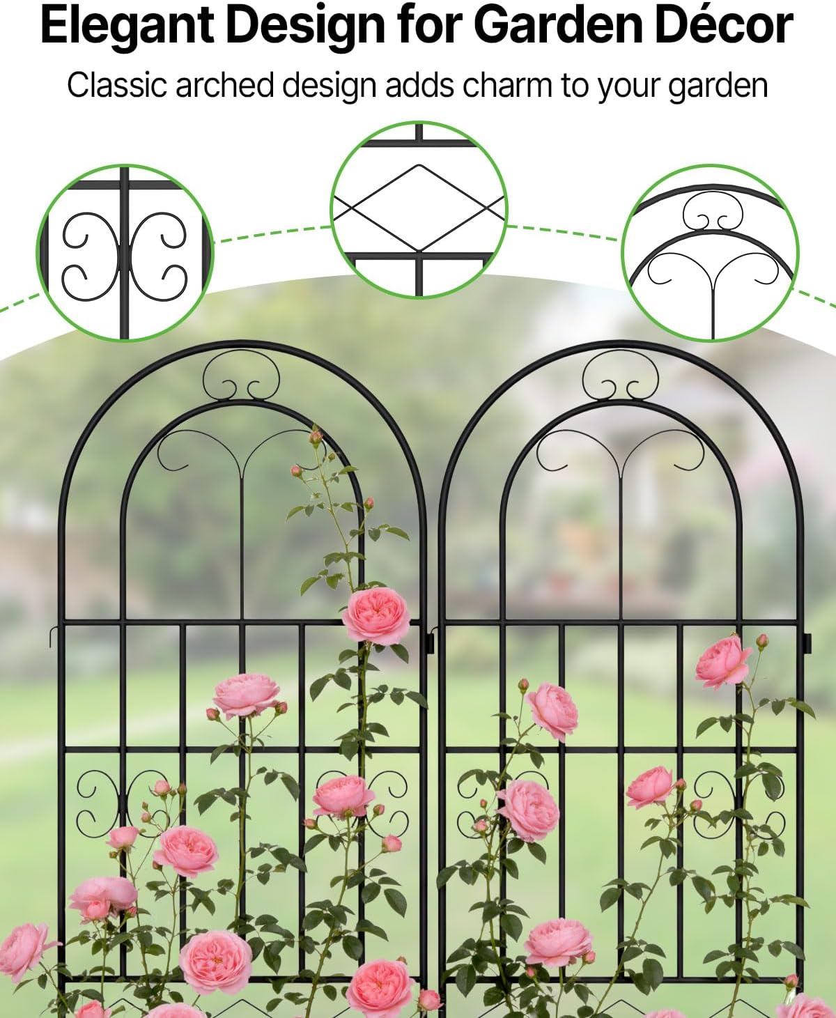 Suteck Garden Trellis for Climbing Plants Outdoor, 87" H x 20" W, 4 Pack | Metal Garden Trellis with Rustproof