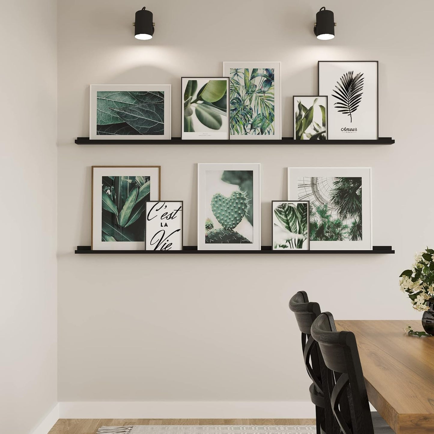 Wallniture Denver 72" Floating Shelves for Picture Frames Collage Wall Decor Picture Ledge Living Room, Vinyl Record