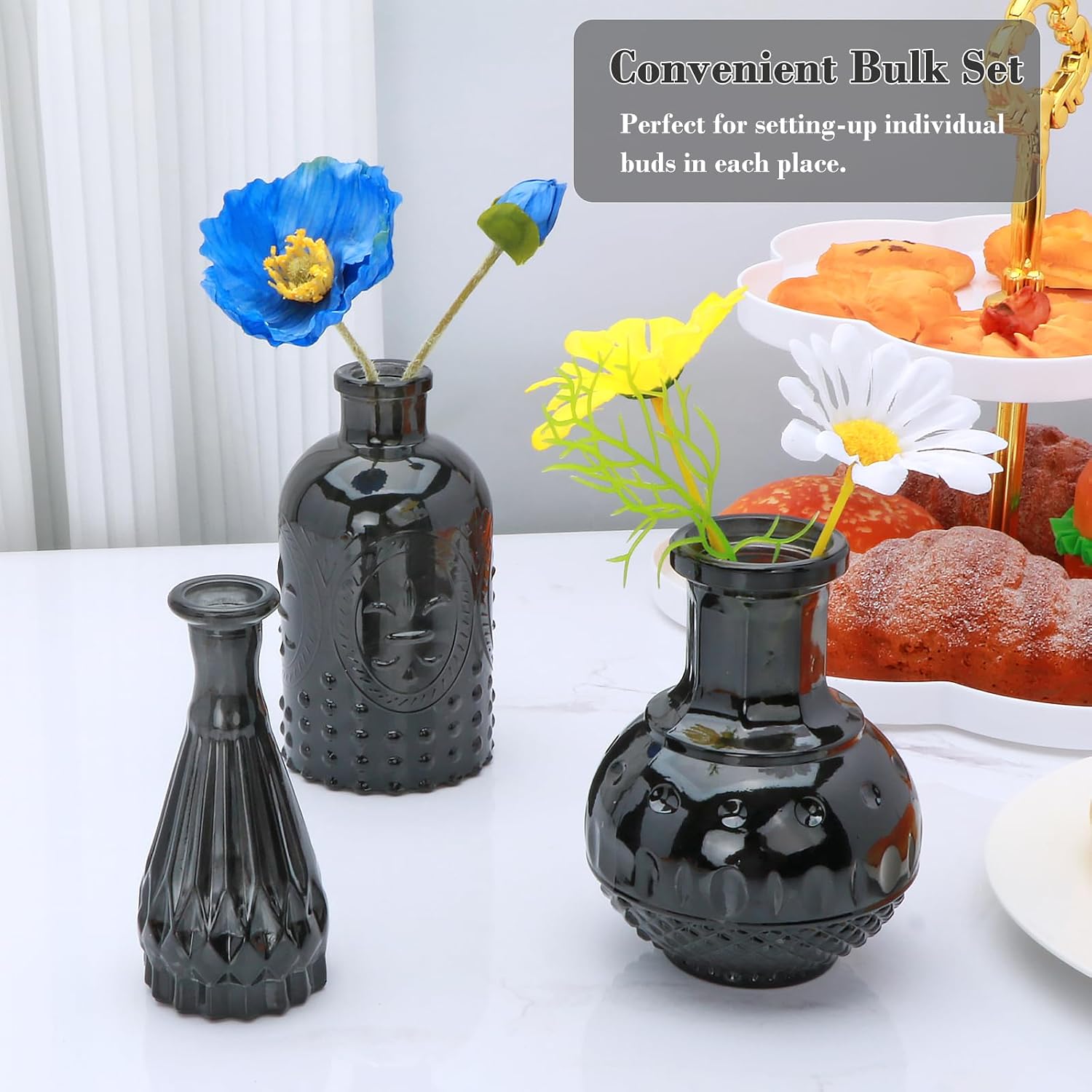 Glass Bud Vase in Bulk / Black / Set of 8