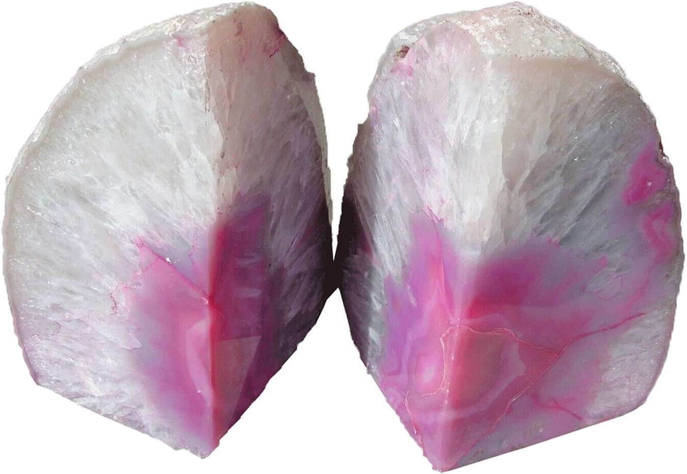 Brazilian Agate Geode Bookends 1 Pair 3-4 Lbs Unique Home Decor / Pink / 3-4LBS