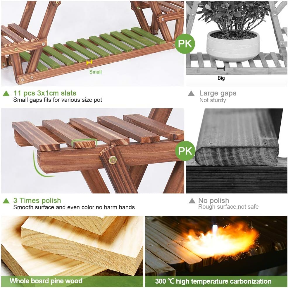 Wood Plant Stand for Multiple Plants Shelf Indoor 6 Tiered Triangle | A Shape Corner Flower Pot Holder Rack for