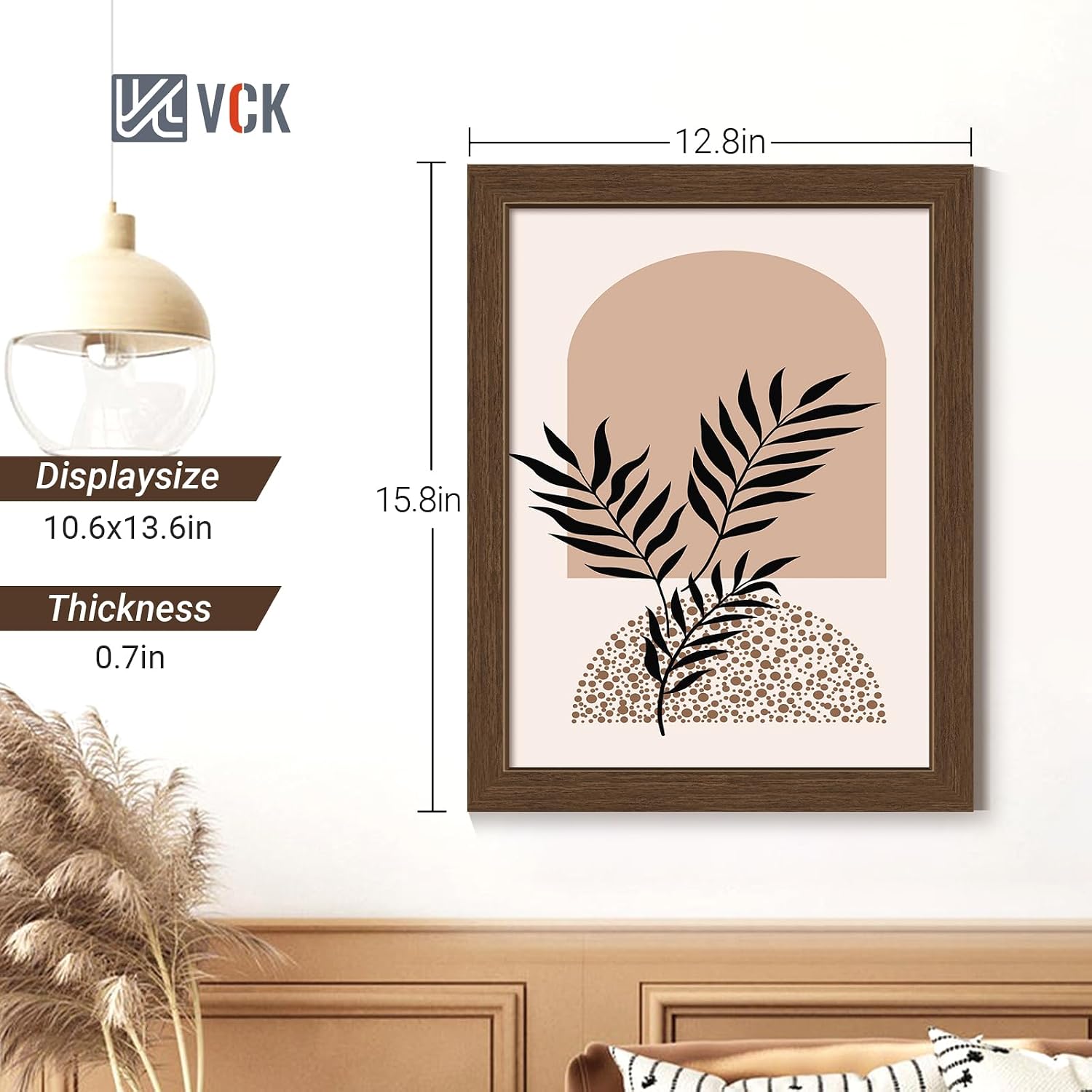 VCK 11x14 Picture Frame Brown 4 Pack, Wide Thick Wood Border, for Prints | Exclusive Woodgrain, Wall Hanging, HD