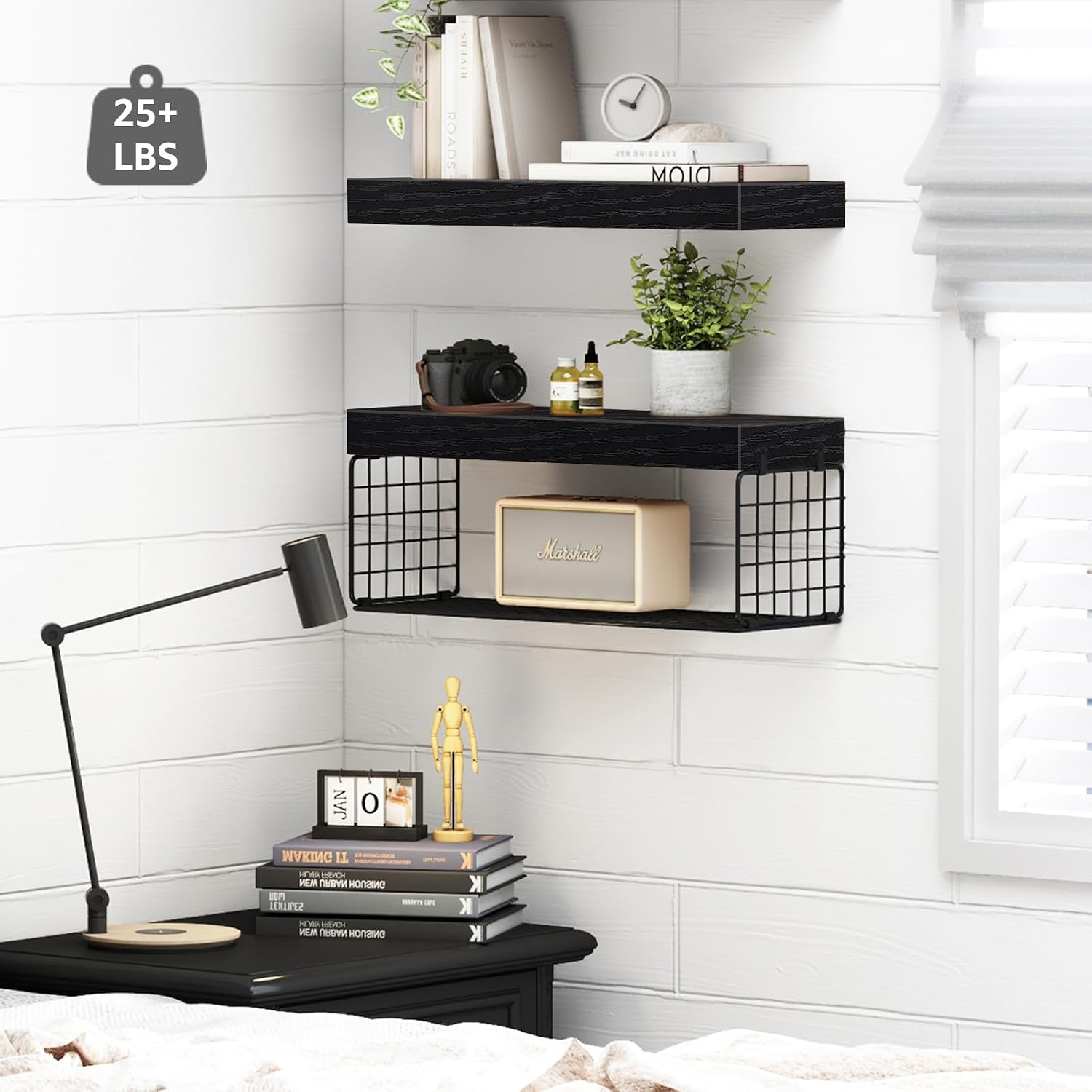 QEEIG Bathroom Shelves Over Toilet - Wall Mounted Floating Shelves Toilet Paper Storage Small Farmhouse Decor Shelf 16