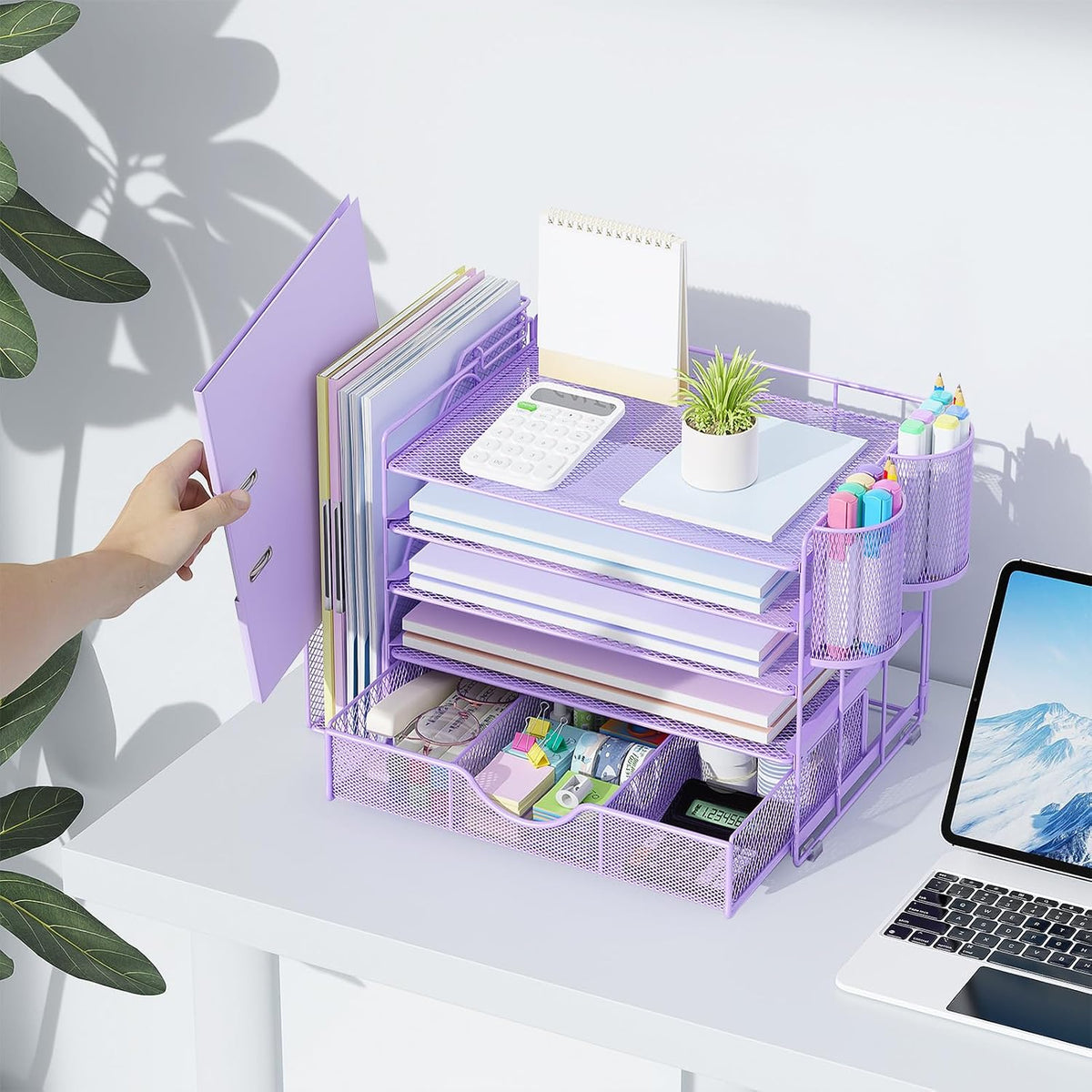 gianotter 5-Tier Desk Organizer with Drawers and File Holders | Letter Trays and Pen Holders - Workspace Accessories