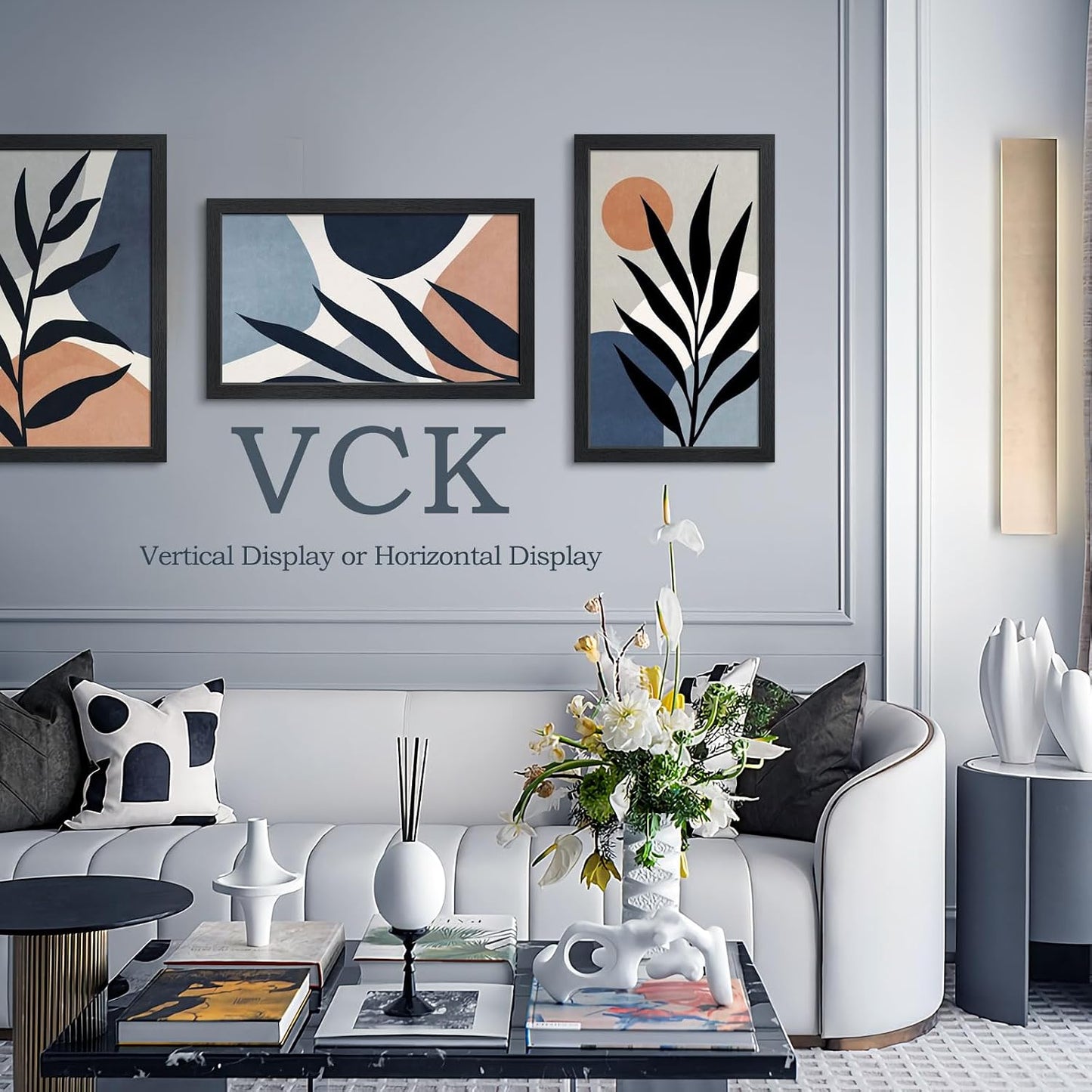 VCK 14x24 Frame Black 4 Pack, Wide Thick Wood Border, for Poster/Prints | Exclusive Woodgrain, Wall Hanging, HD