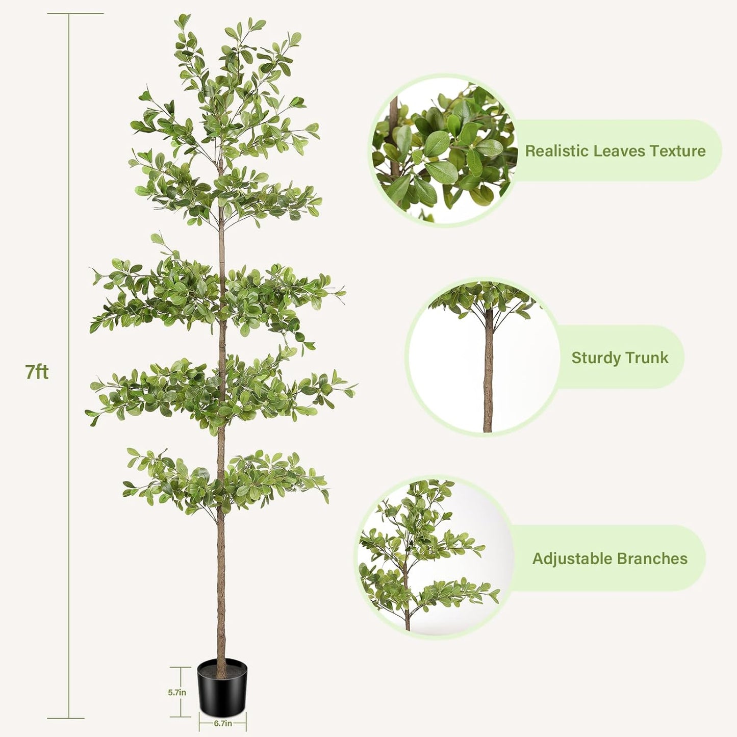Shady Lady Tree Artificial Plant / 7ft / Black / 7 Inch