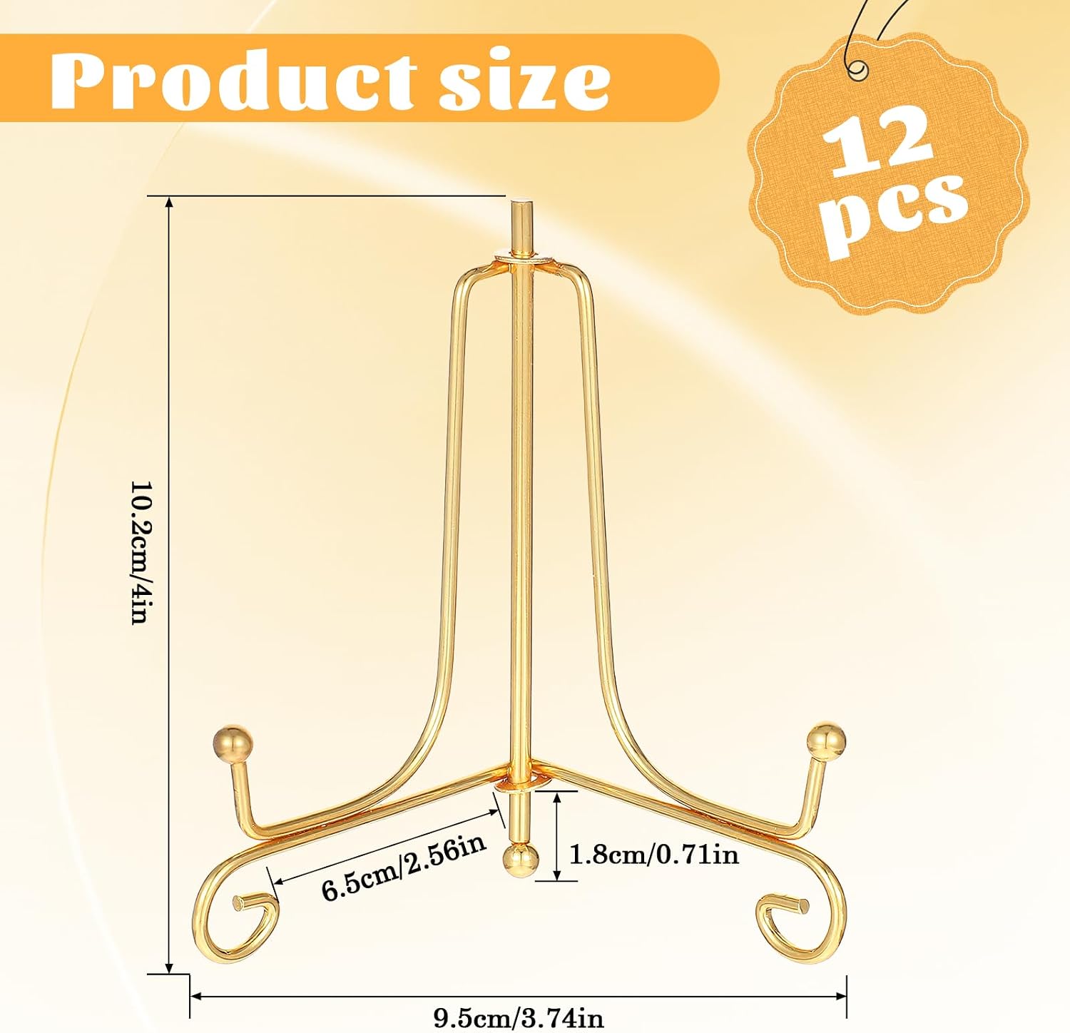 Easel Stands for Photo / Gold / 4 Inch / Set of 12