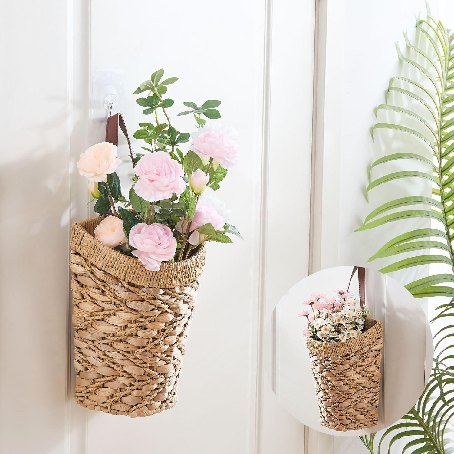 Handwoven Front Door Basket Water Hyacinth Wall Hanging Basket Decorative Boho Mounted / Mix
