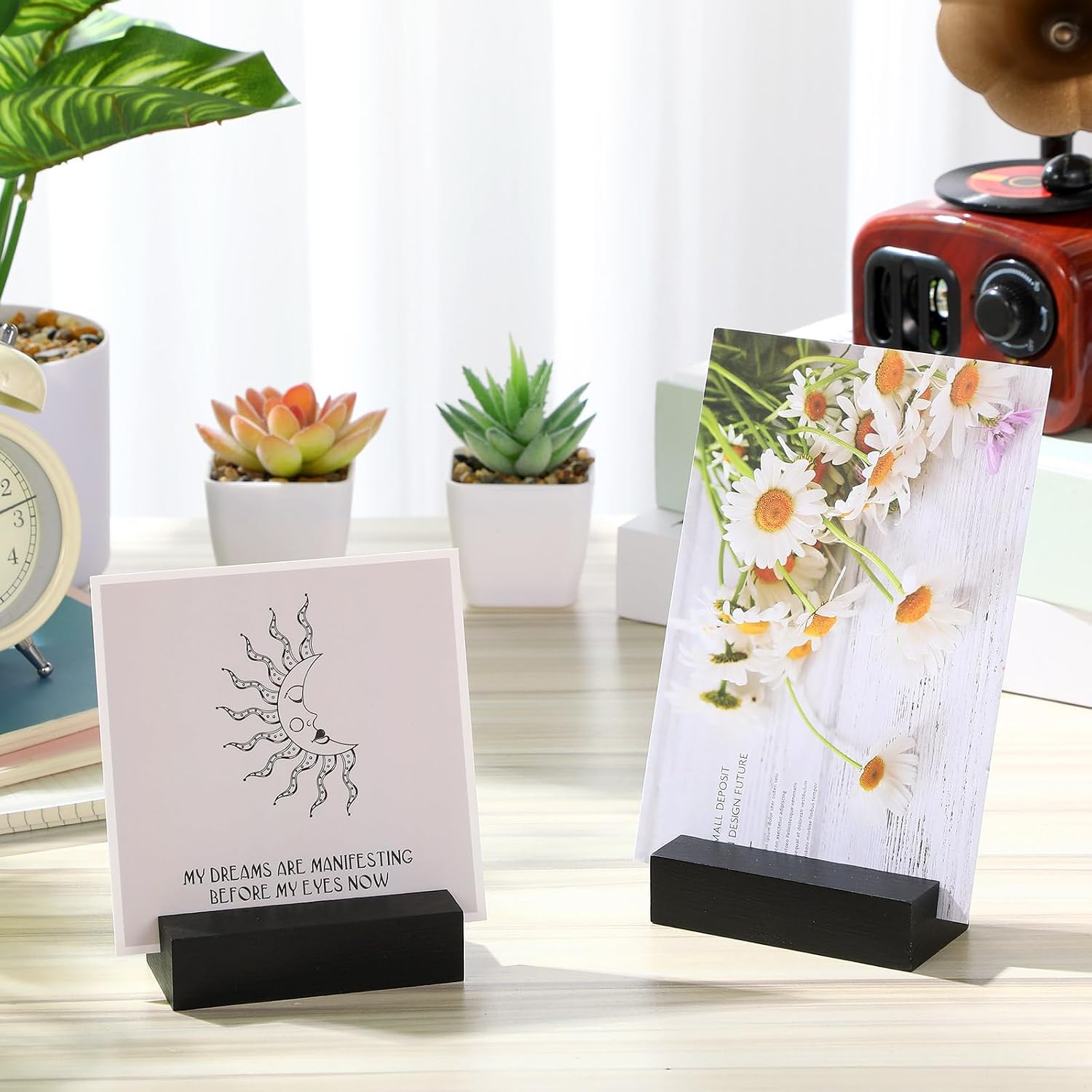 Blosssound 24 Pcs Wood Place Card Holders,3 x 1.6 x 0.8 Inches,Black | Table Number Stands Wedding Party Events, Name
