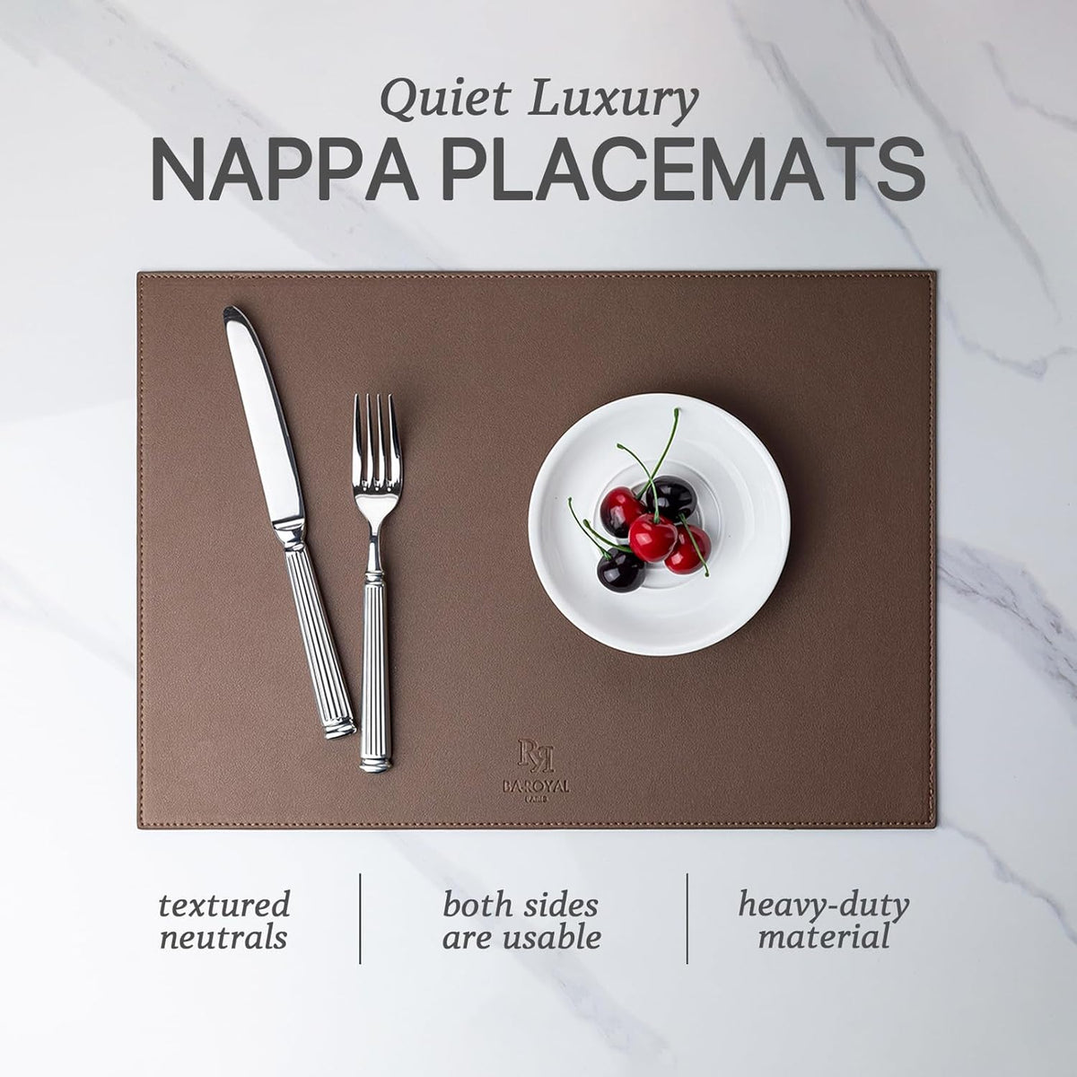 Baroyal Faux Leather Placemats Set of 12 Vinyl Washable Wipeable Table Mats for Kitchen Dining Table Heat Resistant