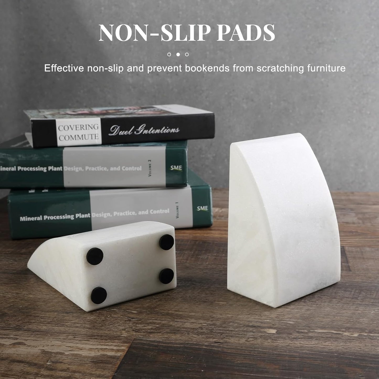 Marble Bookends / Large Bookends for Heavy Books / Sail-white