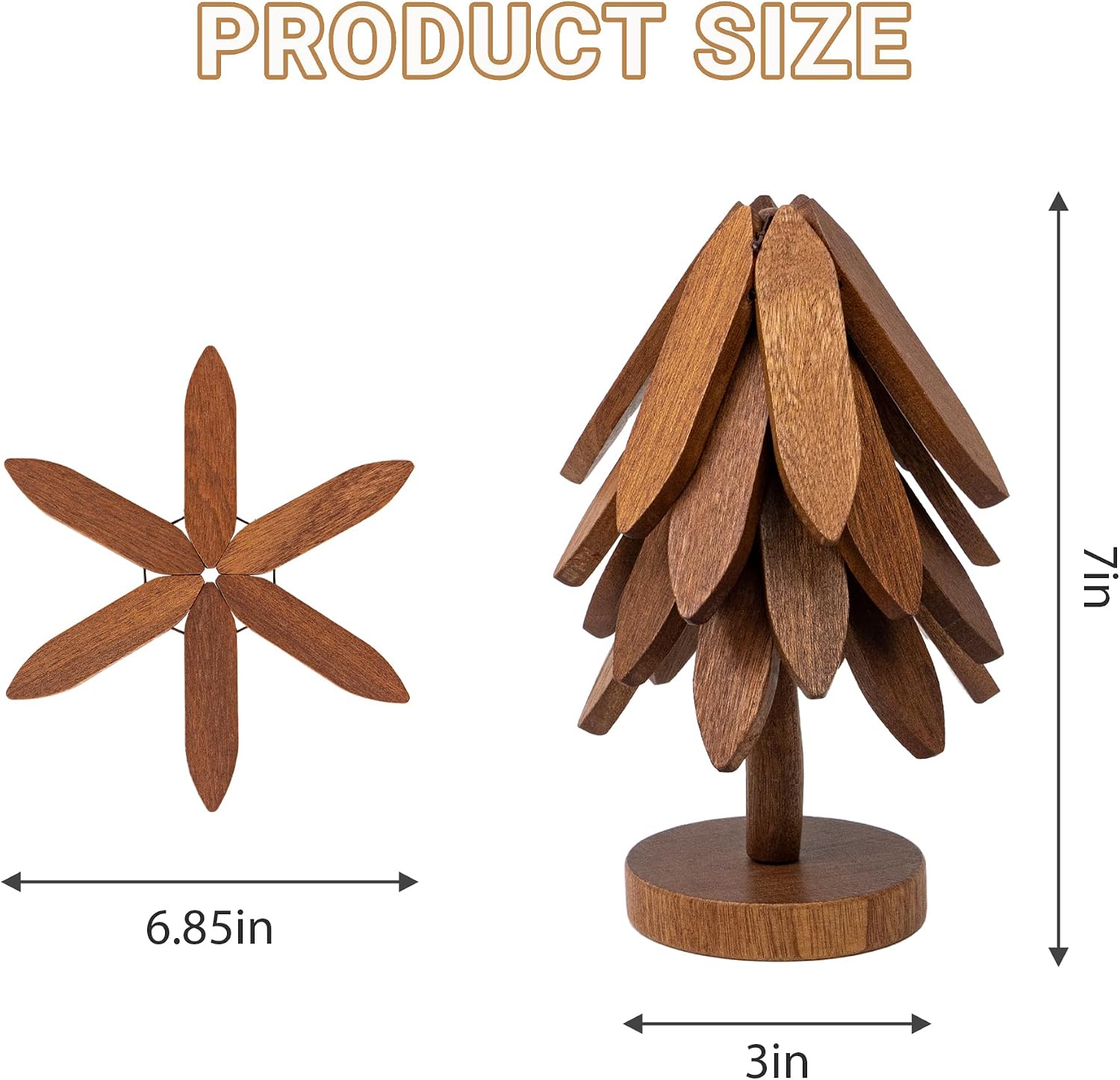 Wooden Tree-Shaped Trivets Set / Wood-1 / Large