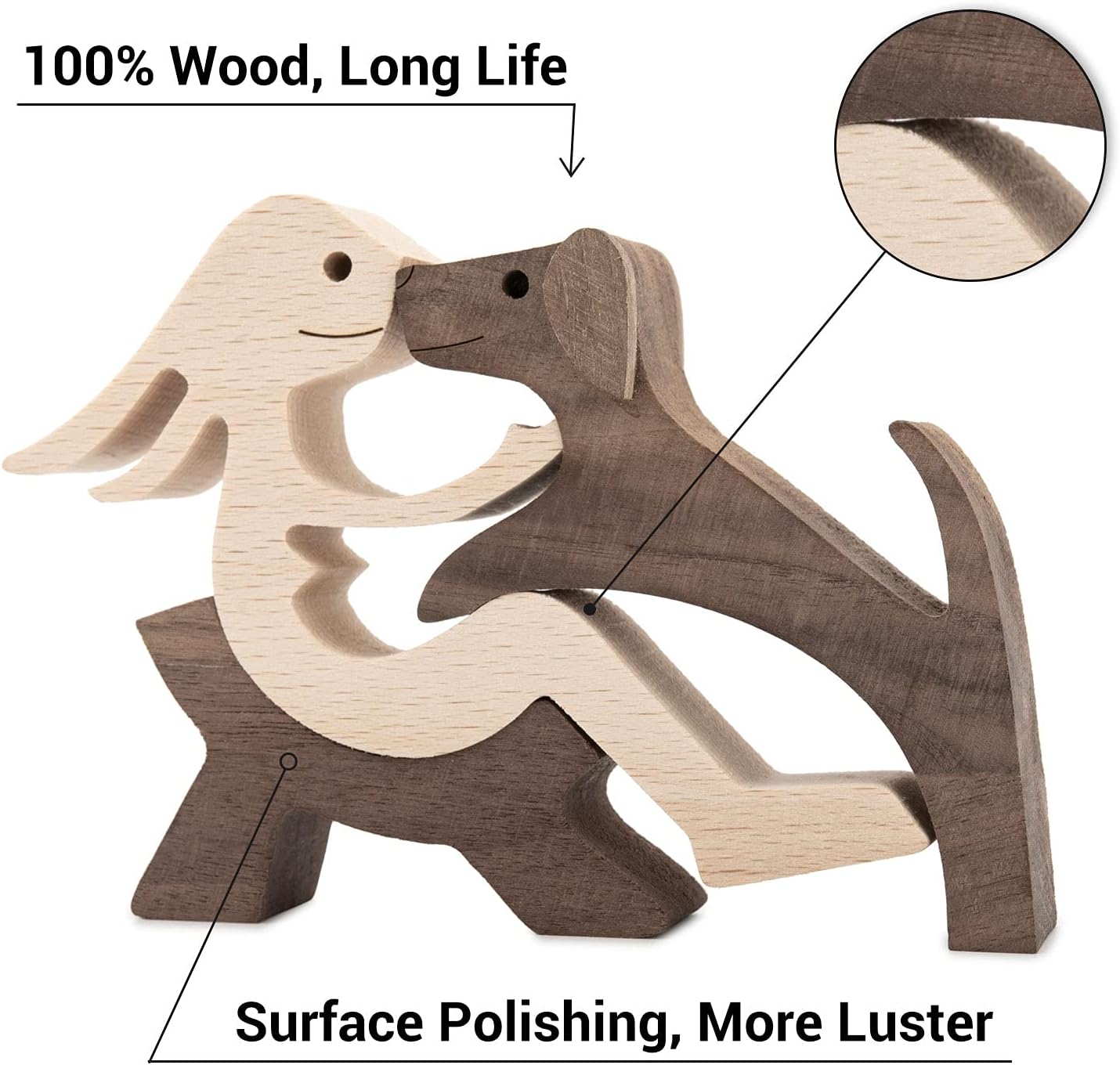 Handmade Wooden Statue / Relaxing Woman and Dog