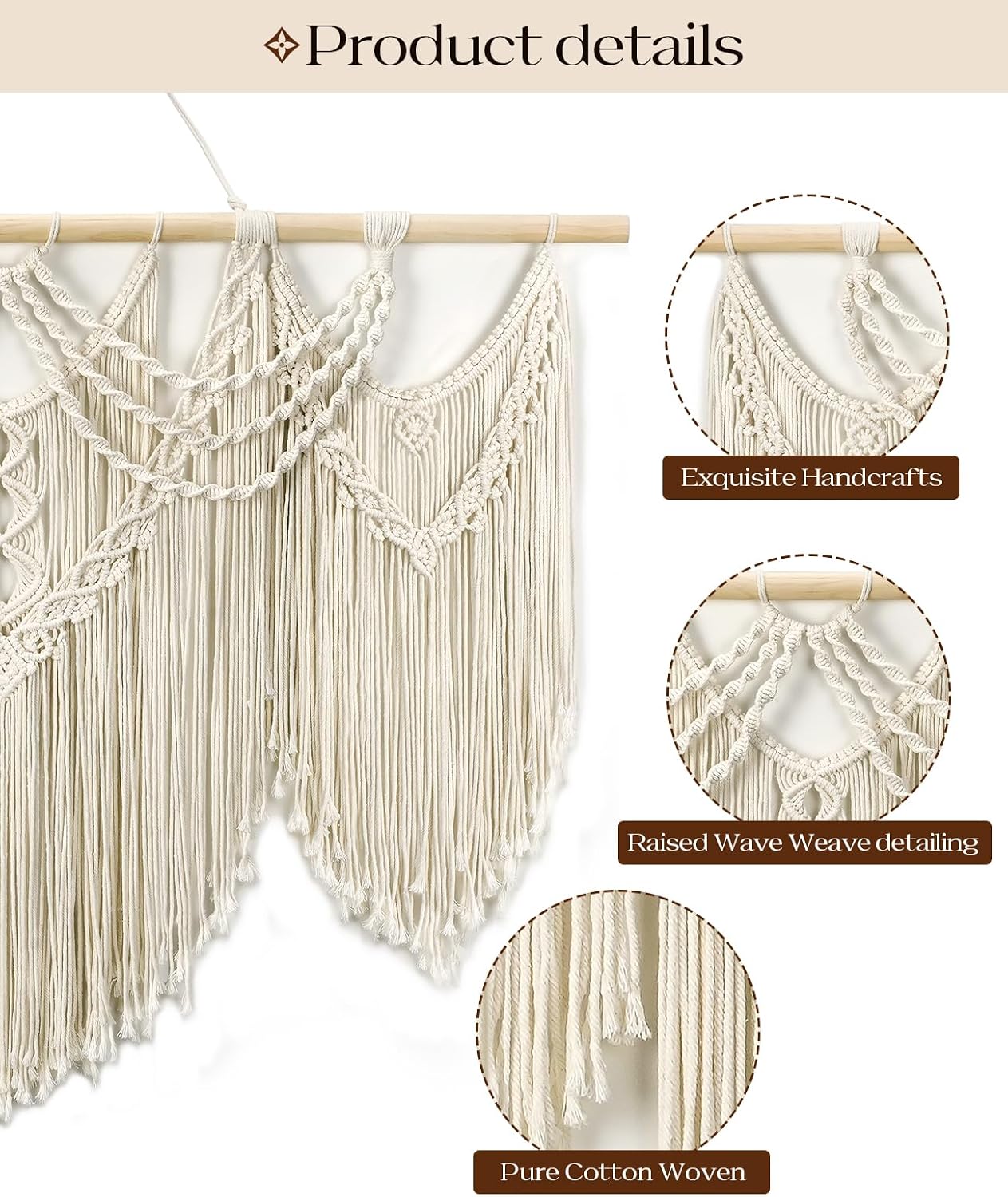 Boho Wall Tapestry / 32"L x 43"W / Tassel / 43 x 32