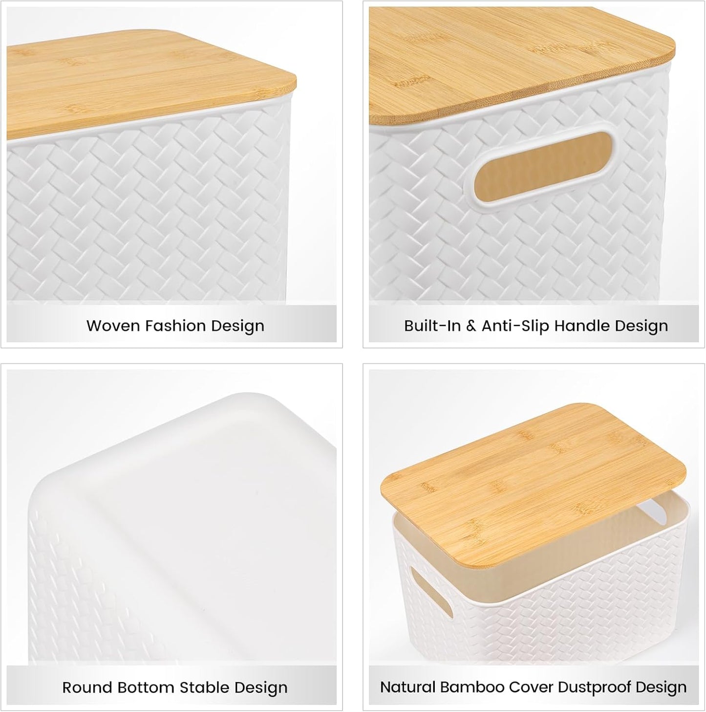 4 Packs Storage Bins / White