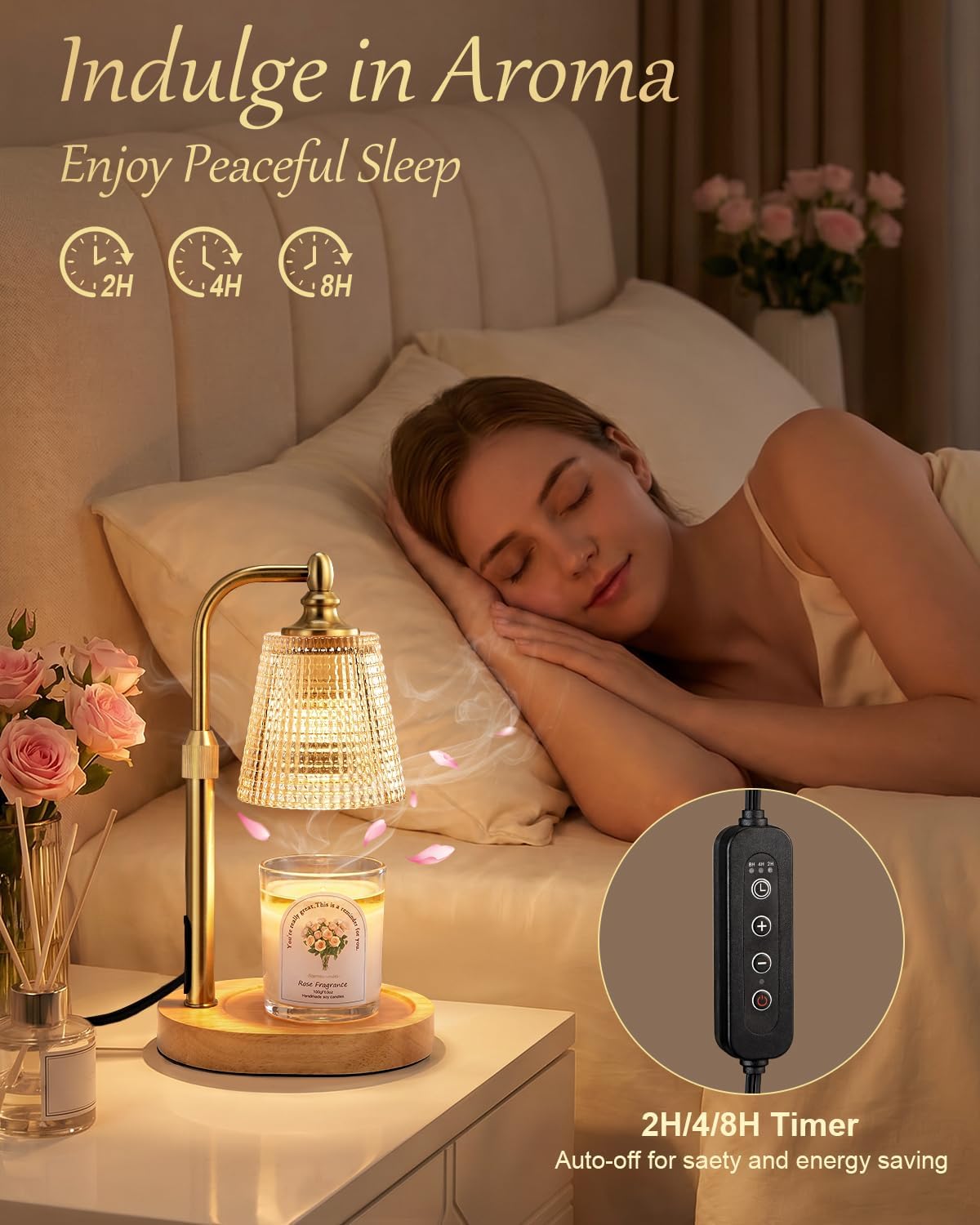 Candle Warmer Lamp with Timer,Birthday Gifts for Women Mom Home Decor | Adjustable Height Dimmable,Office Dorm Bedroom