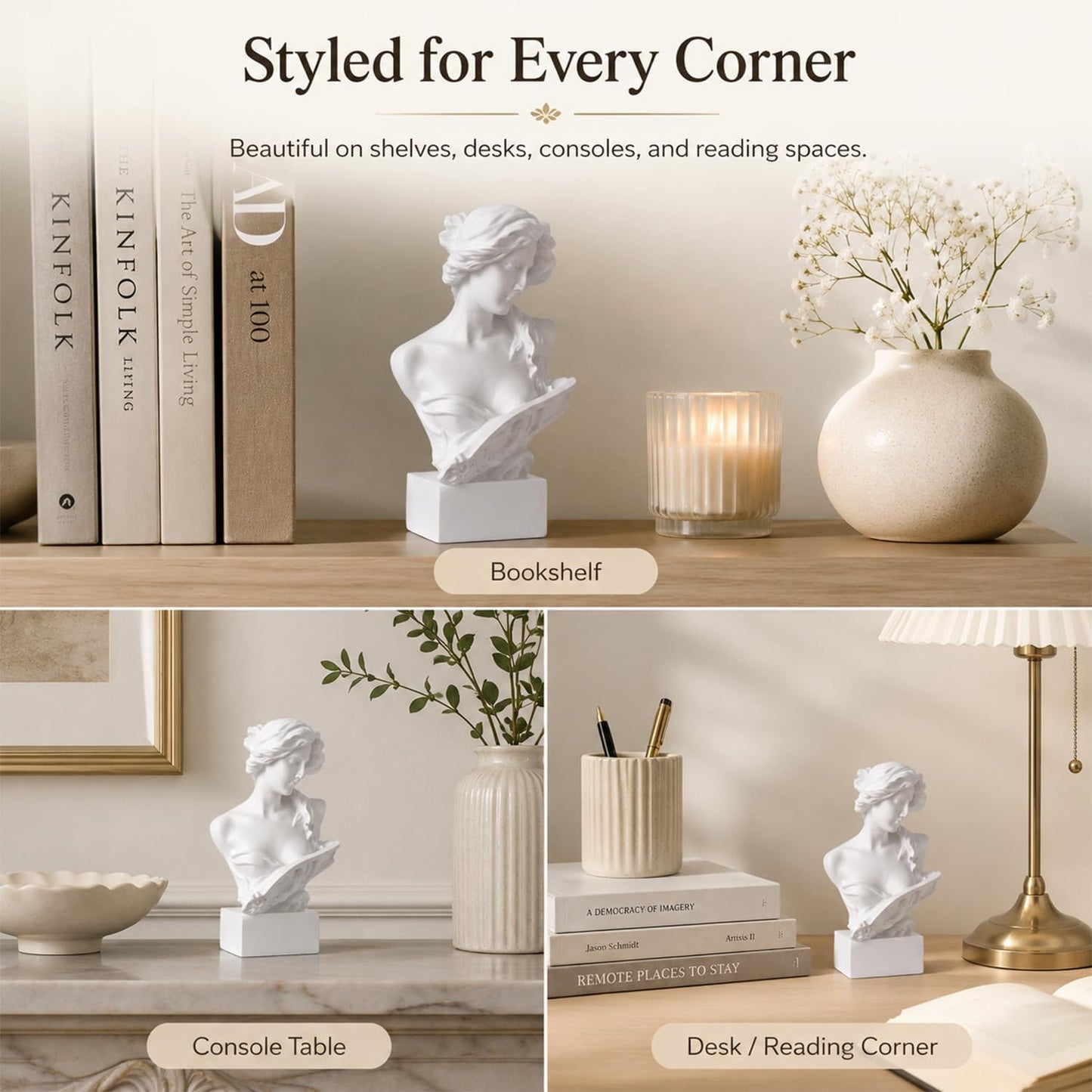 6" H Greek Mythology Bust Statue Decor / White / Small