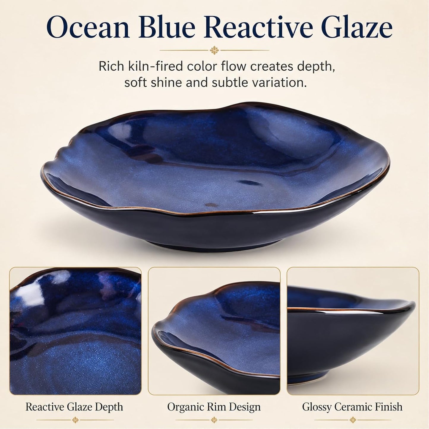 Ceramic Decorative Bowl -8.3" Small Trinket Dish / 8.3in / Blue