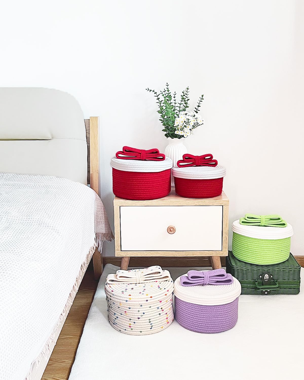 Small Woven Storage Baskets / Rainbow / S+L