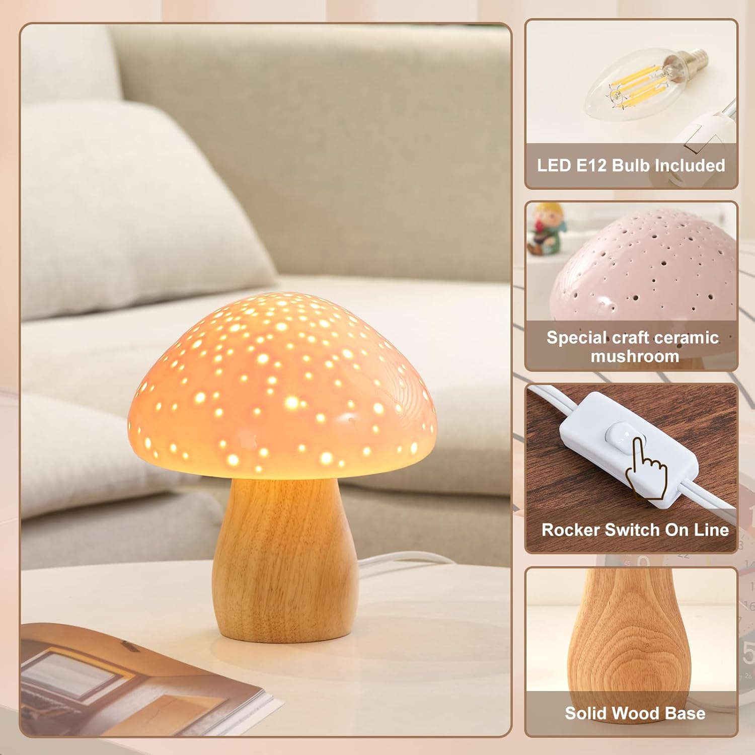 Vintage Night Light / Pink