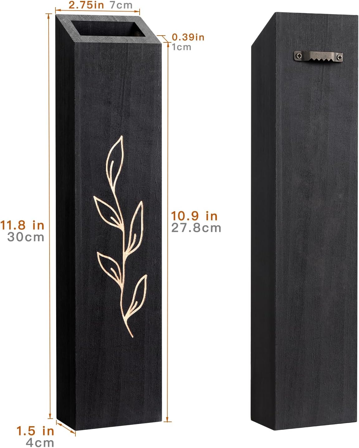 Wood Wall Planter / Black / Set of 4