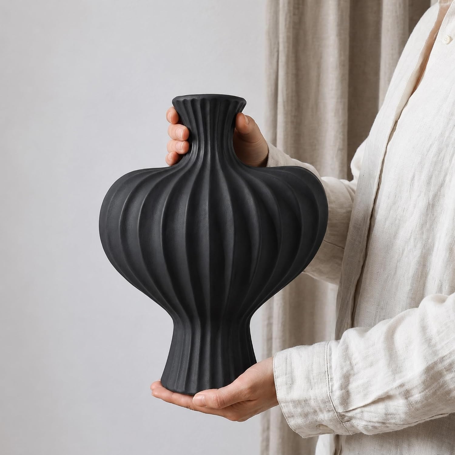Ceramic Flower Vase Home Decor / 11"h-antique Black