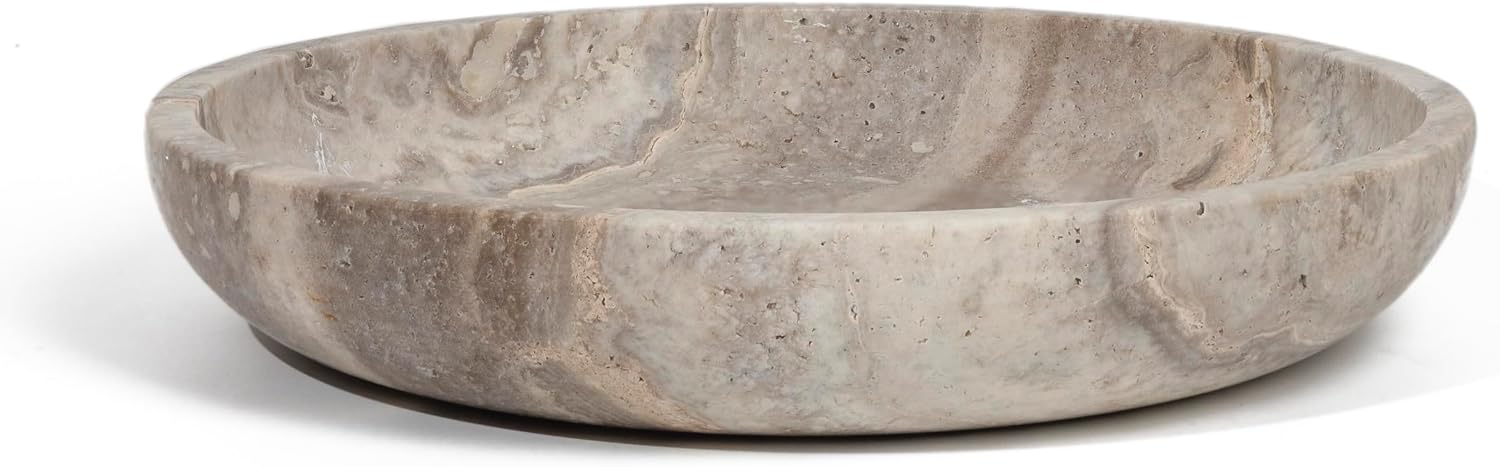 Travertine Decorative Bowls / Silver-grey