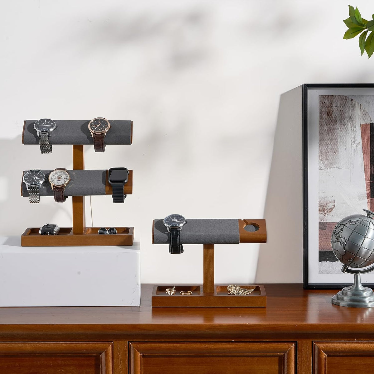 ProCase Wood Watch Display Stand Holder for Men, Wristwatch Tower with T-Bar Design, Hanging Watch Rack, Wooden Wrist