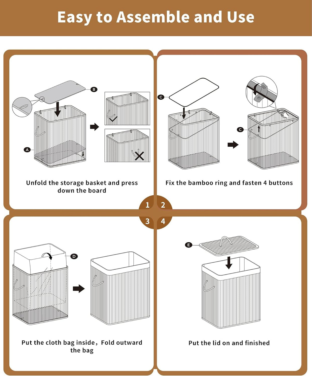 Bamboo Toilet Paper Storage with Lid & Handel, 8 Gallons (30L), Sturdy Toilet Paper Basket, Organizer for Bathroom