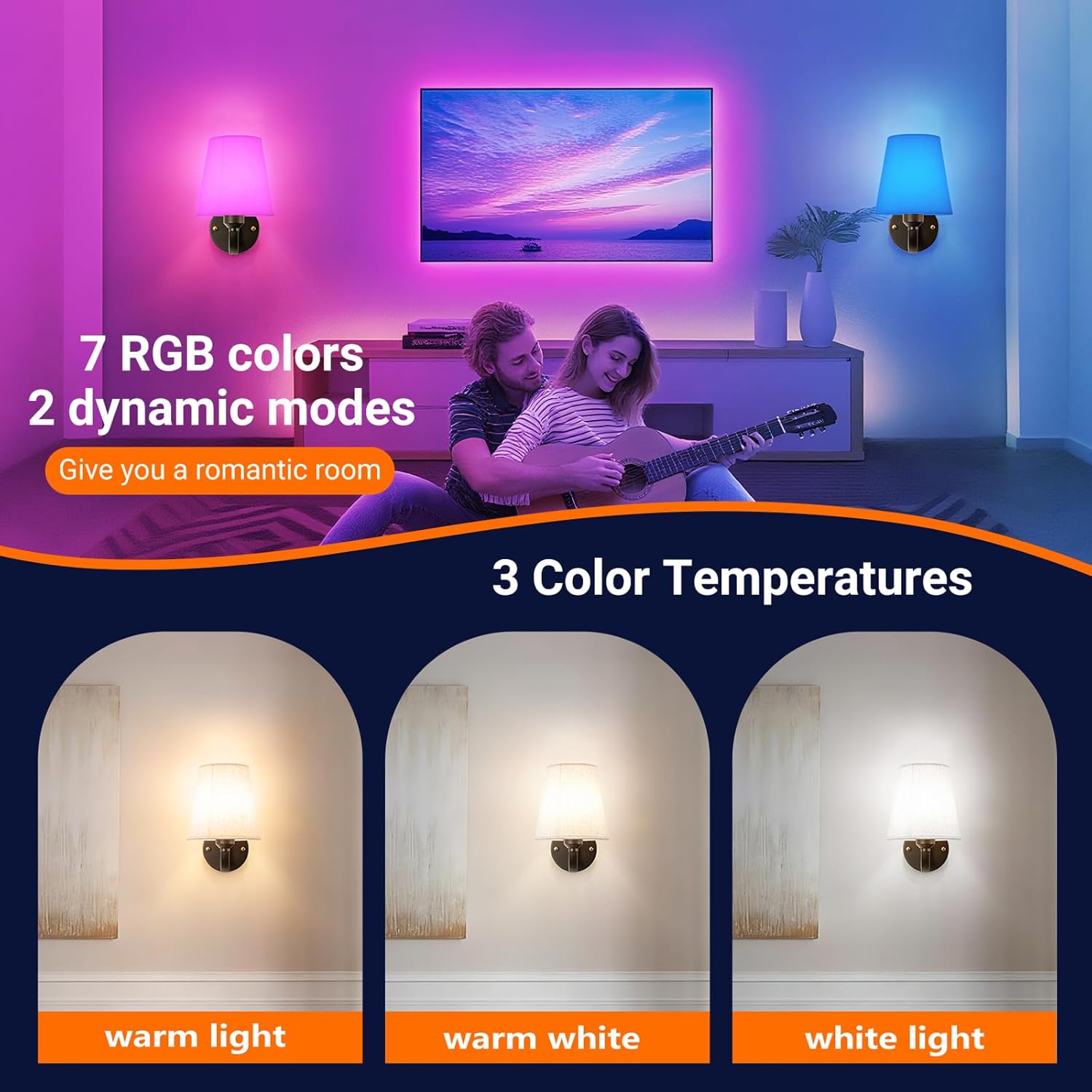 YHCDLAMP Peel and Stick Wall Sconces, No Drilling Stick On Wall Sconce, Wireless Battery Operated Wall Lights, Adhesive