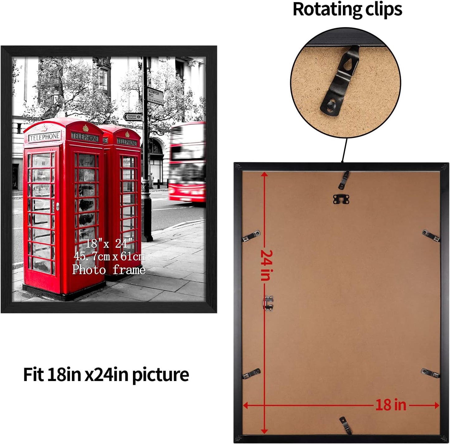 Giftgarden Black 18x24 Picture Frame 7 Pack Large 24x18 Poster Frames for Wall Portrait Landscape Display