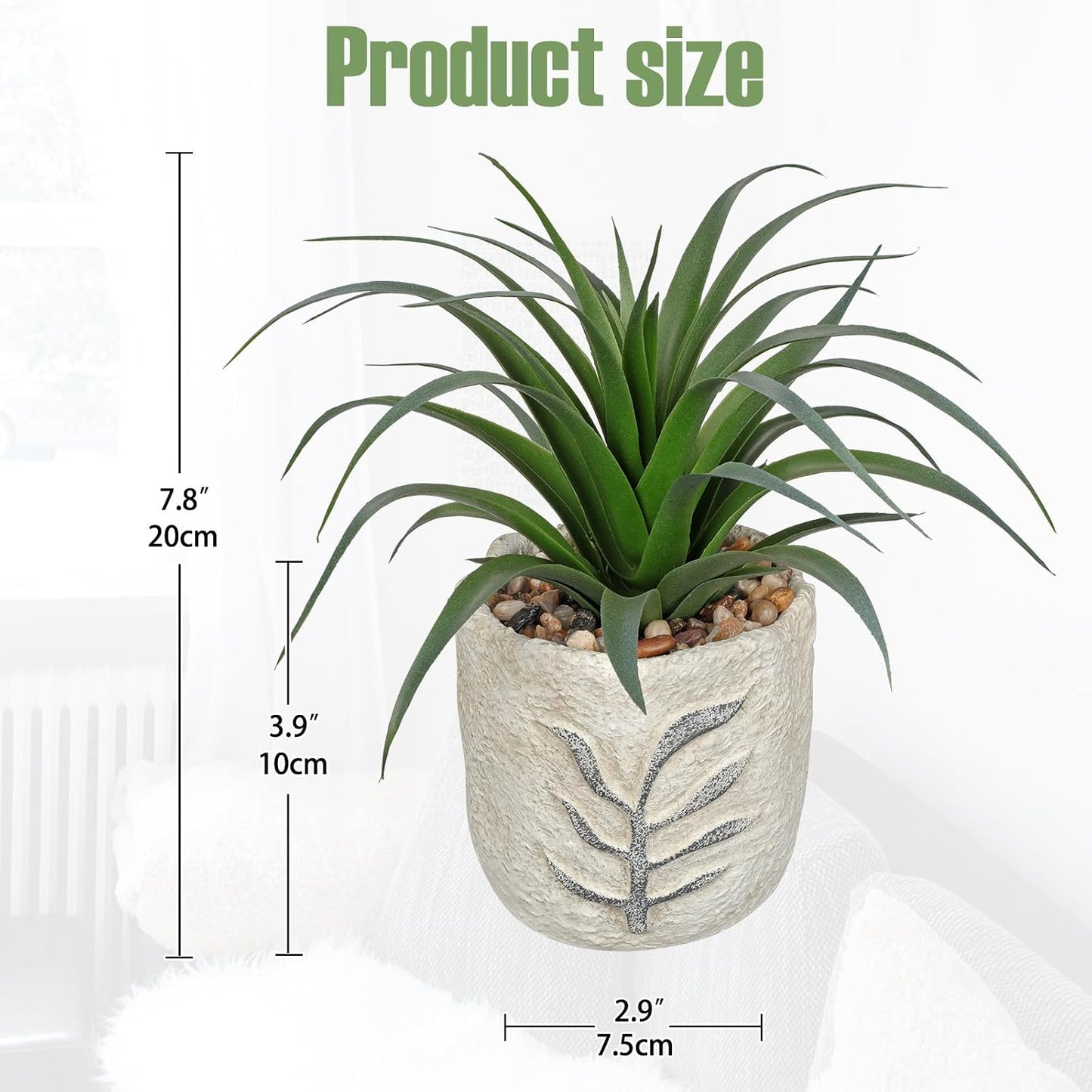 Small Artificial Succulents Plants Potted Fake Spiked Succulent Plant / Green #2 / Set of 2