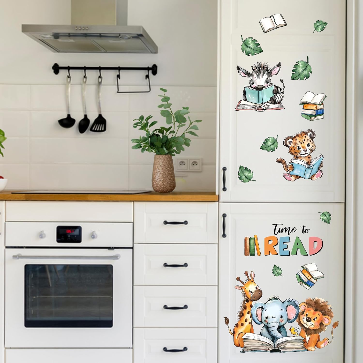 Time to Read Animal Book Wall Decals Stickers / Reading Animals