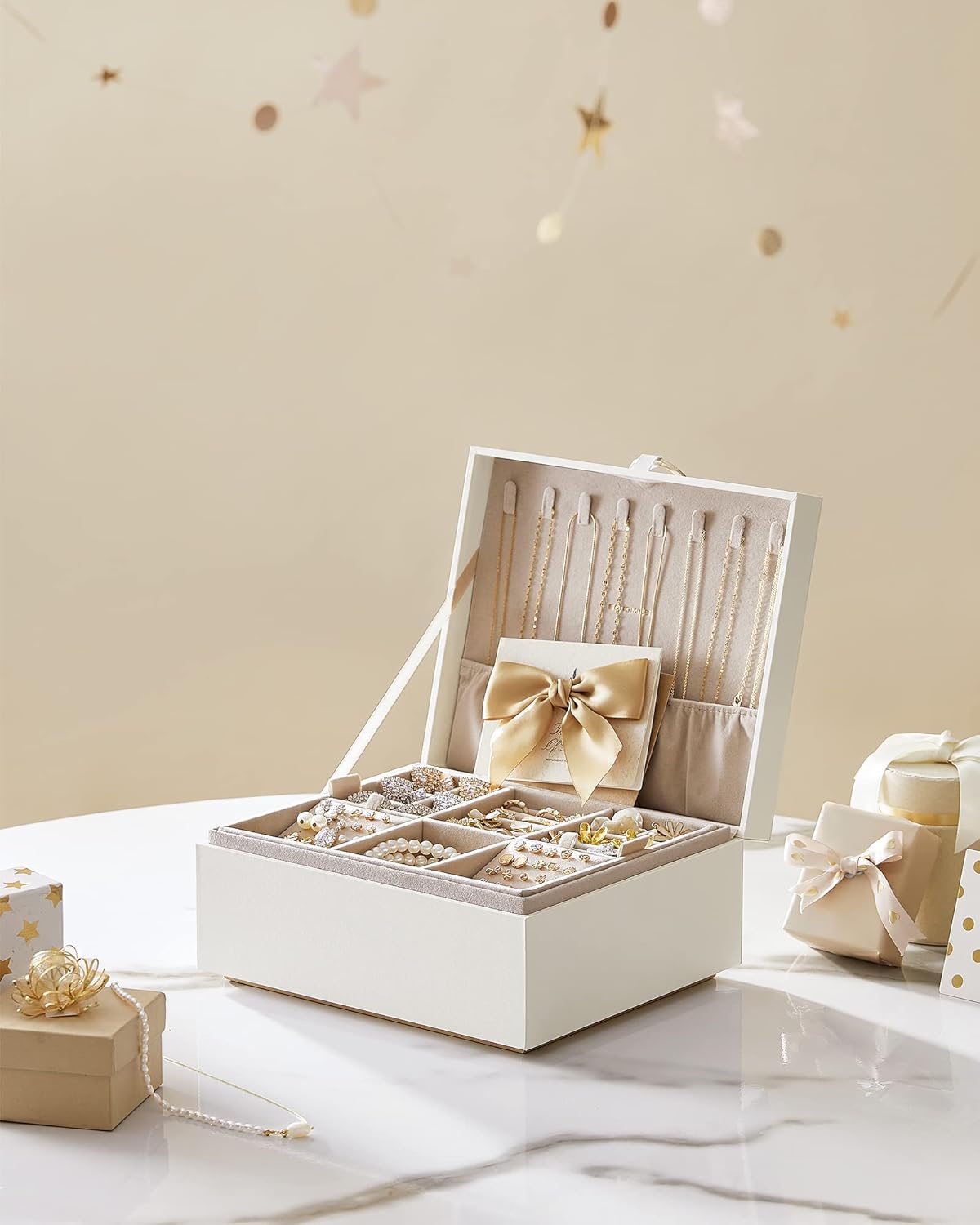 Jewelry Organizer / Removable Jewelry Tray / White