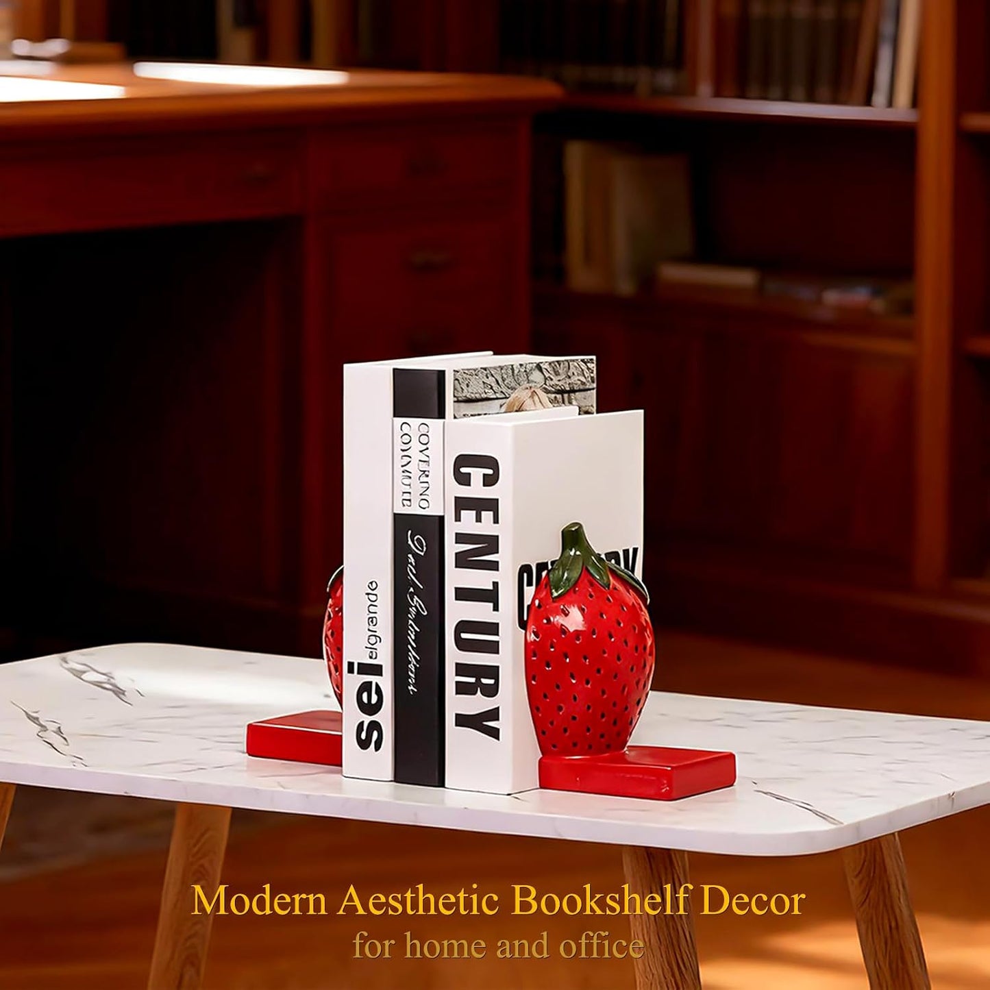 Resin Book Ends / Strawberry Decorative Bookends