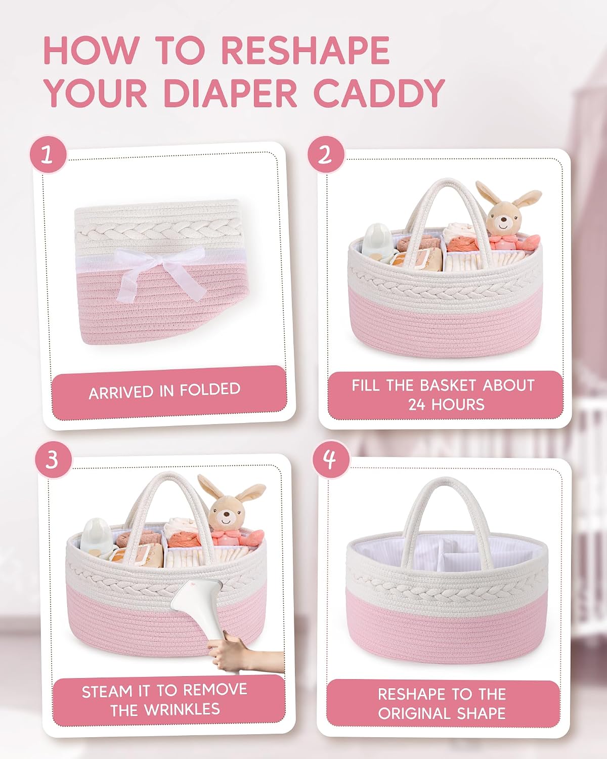 Portable Baby Basket / Large / Pink